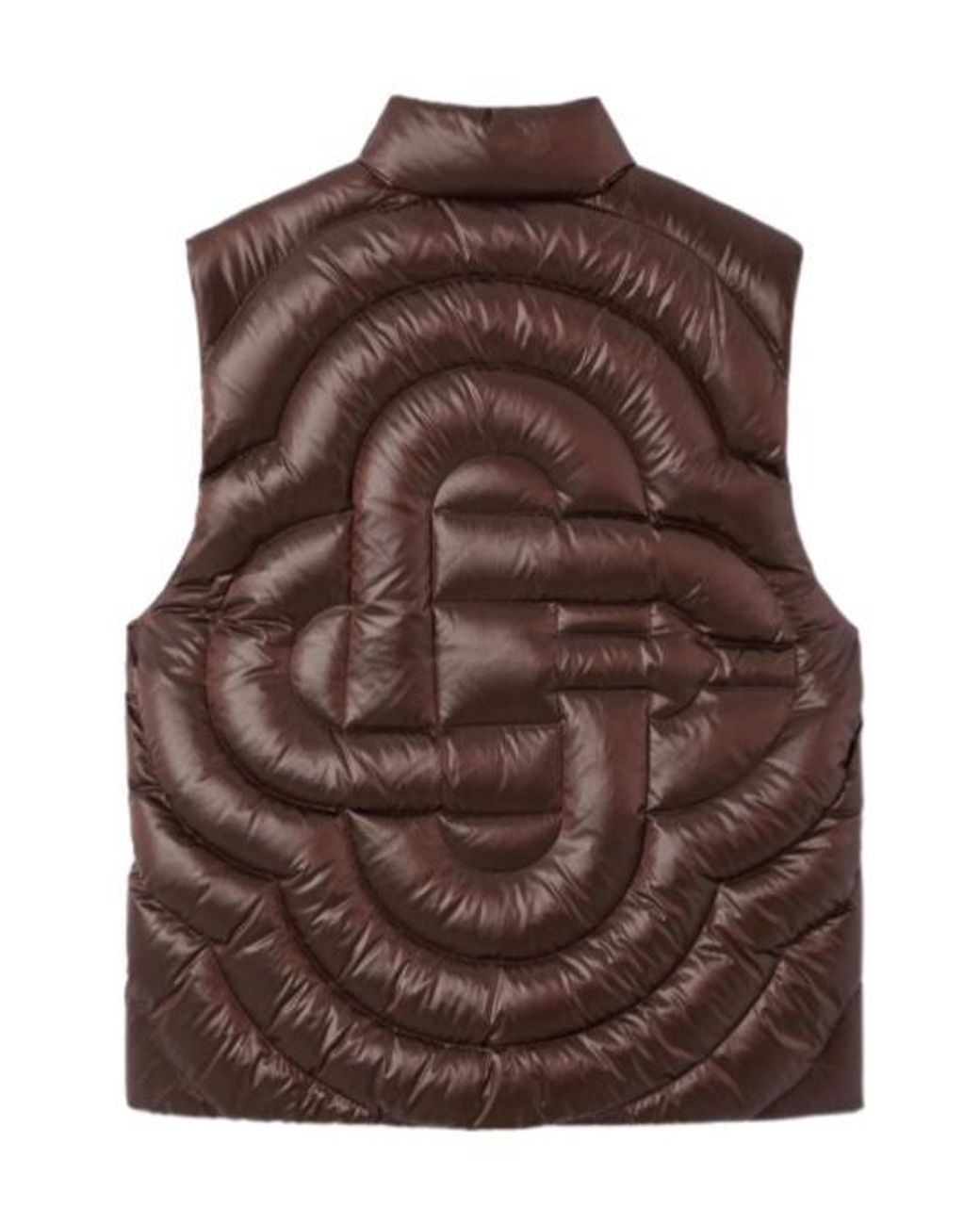 Casablanca Brown Monogram High-Collar Down Gilet for men