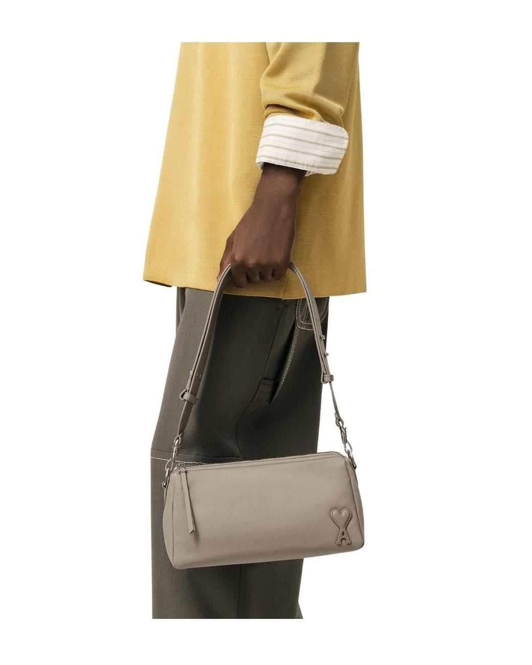 AMI White Padded Leather Marcel Shoulder Bag for men
