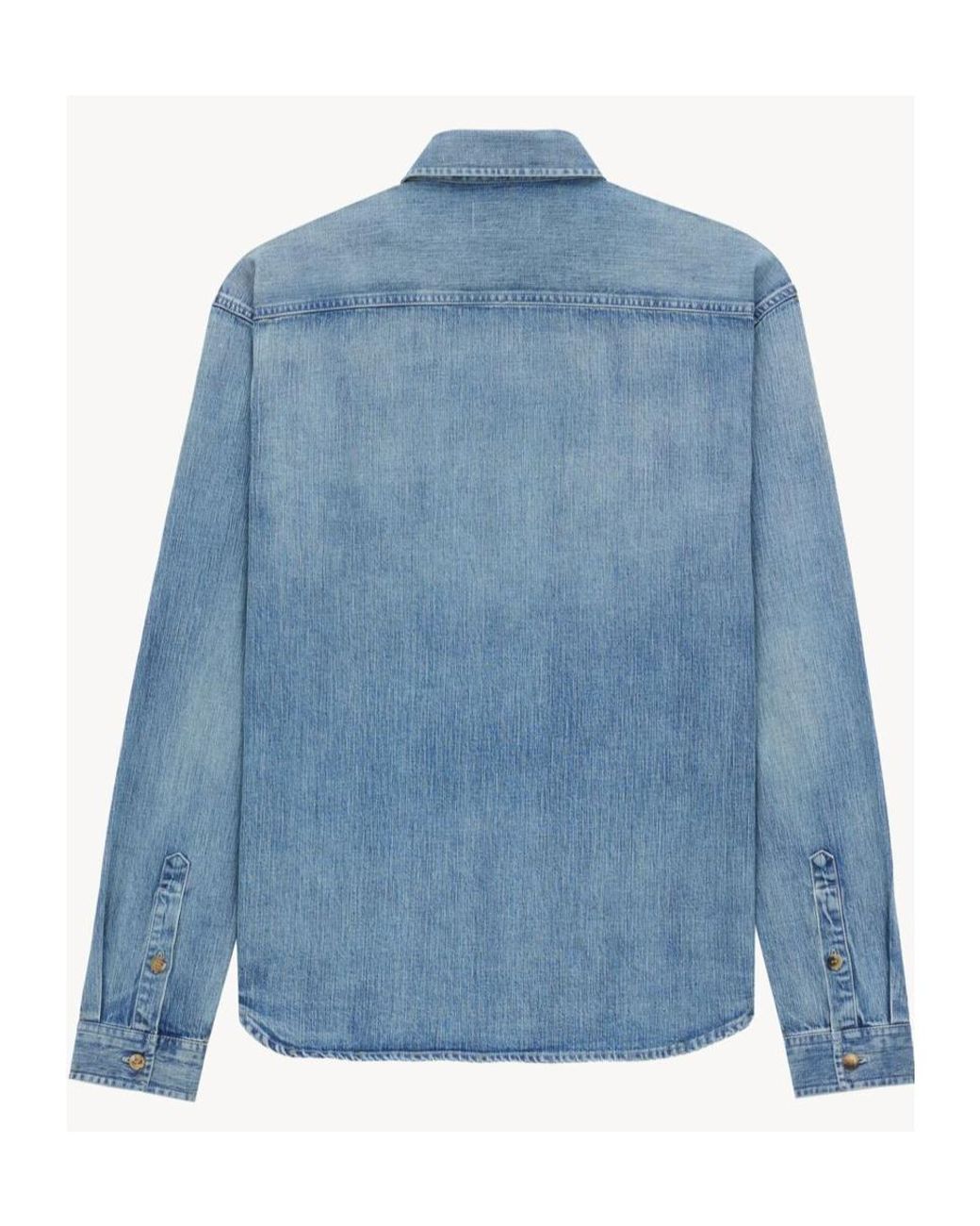 Saint Laurent Blue Cassandre Denim Shirt Day for men