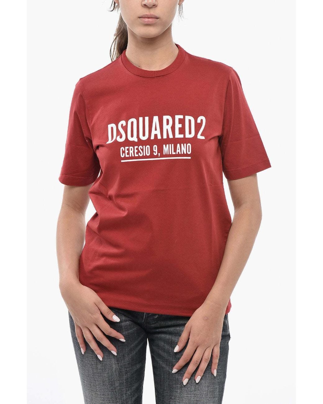 DSquared² Red Logo-Print Crew-Neck T-Shirt