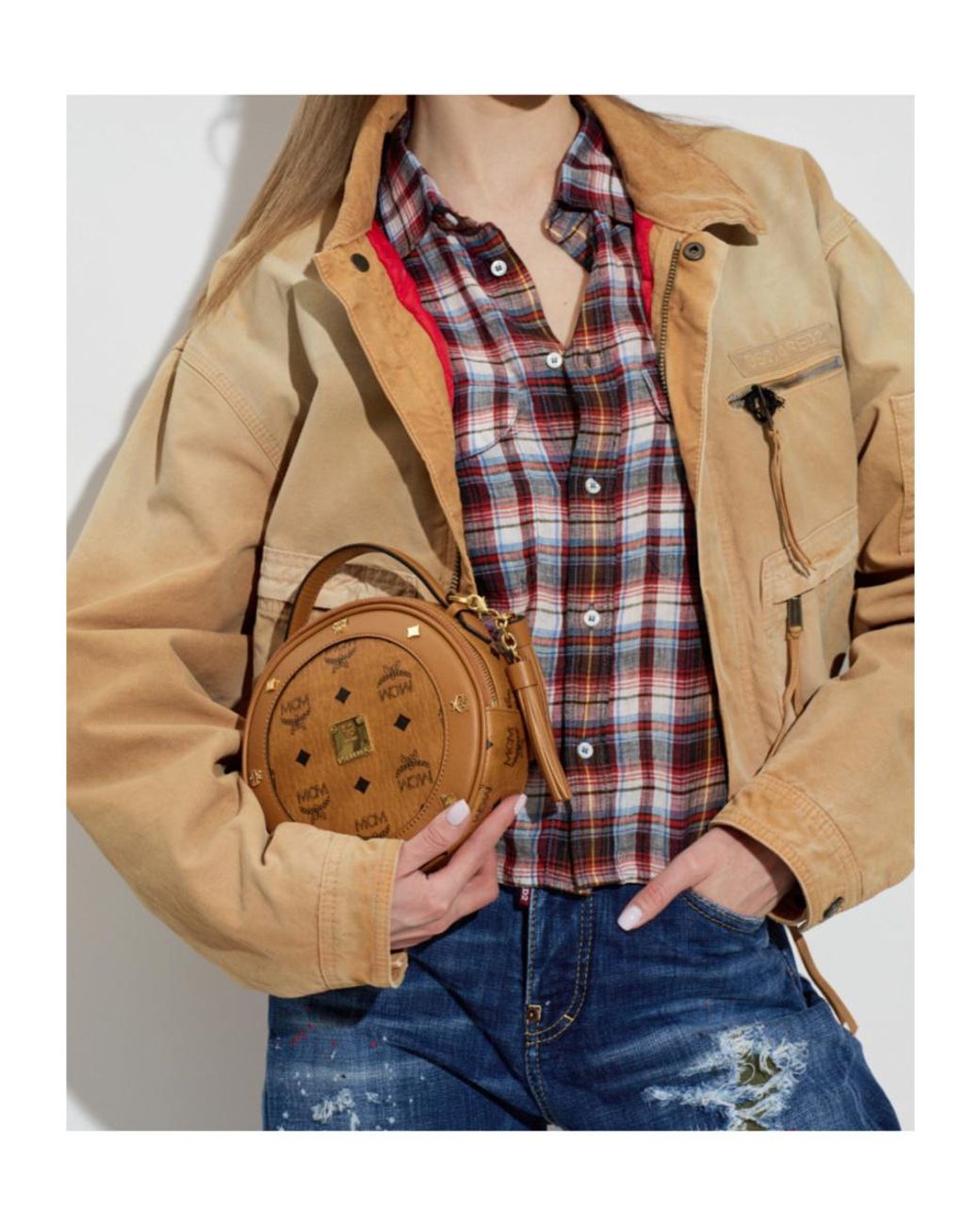 MCM Brown Round Shoulder Bag