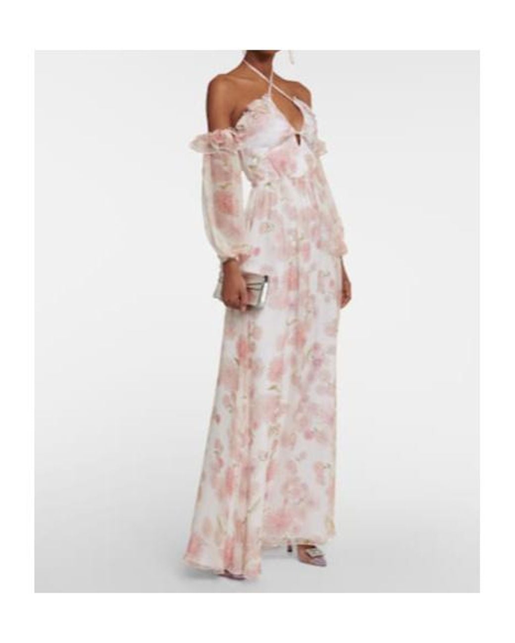 Giambattista Valli Pink Off-The-Shoulder Floral Silk Gown