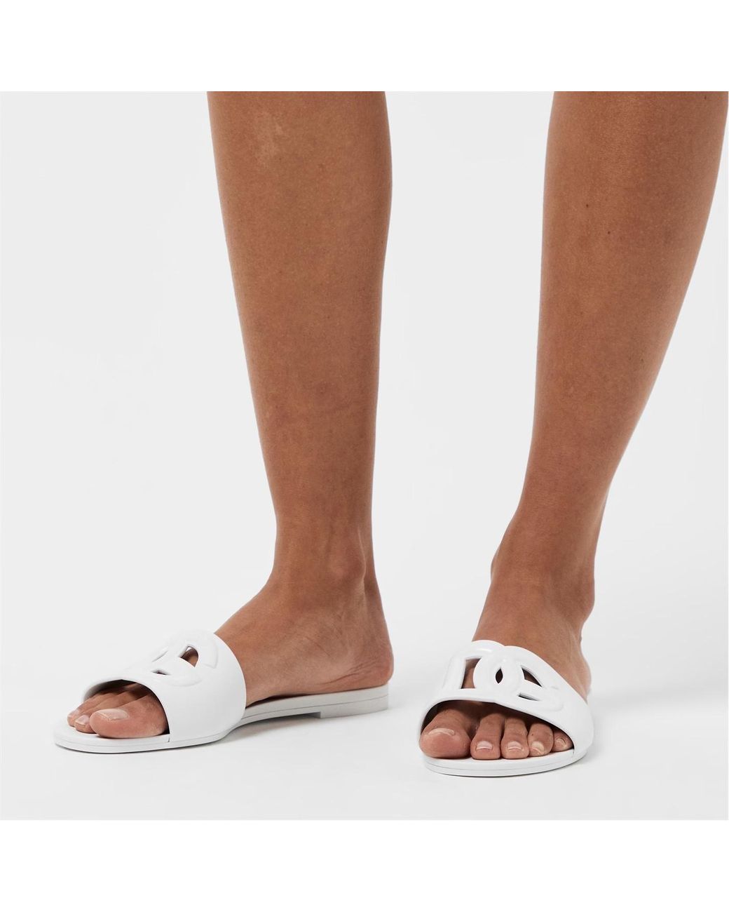 Dolce & Gabbana White Slide Sandals
