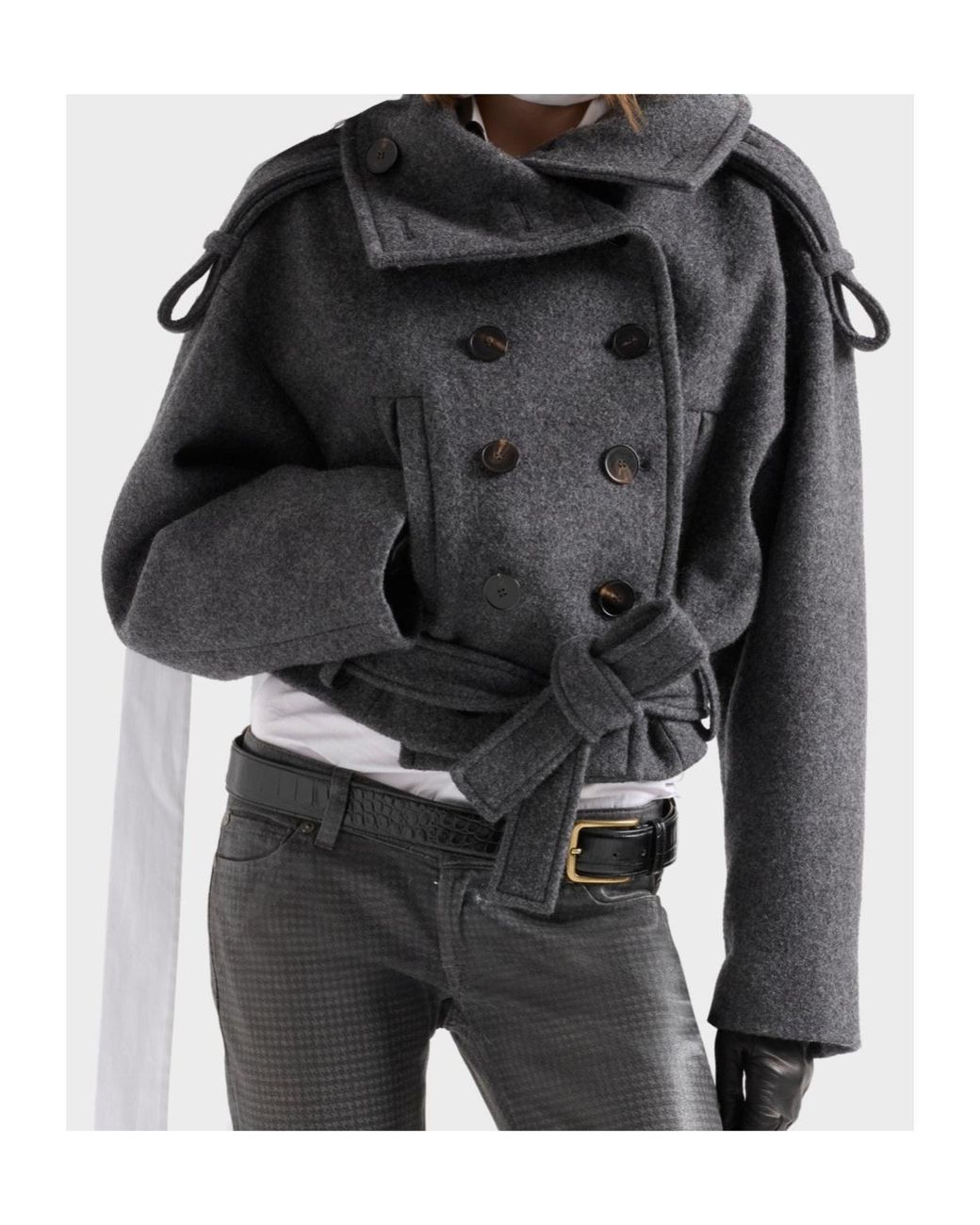 7 For All Mankind Black Double-Breasted Short Coat