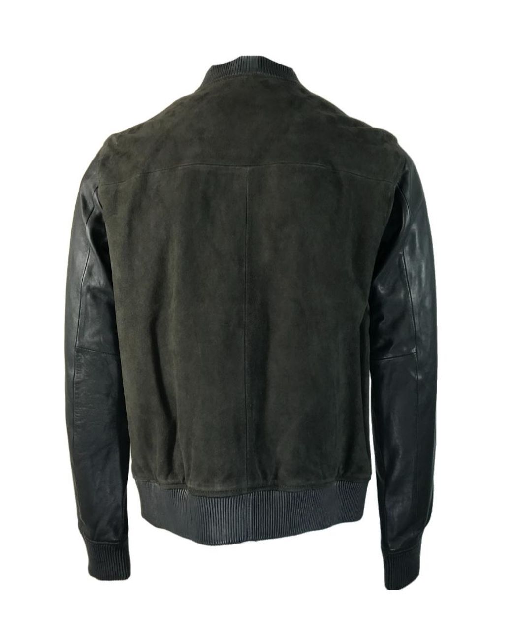 Emporio Armani Green Logo Leather Jacket for men