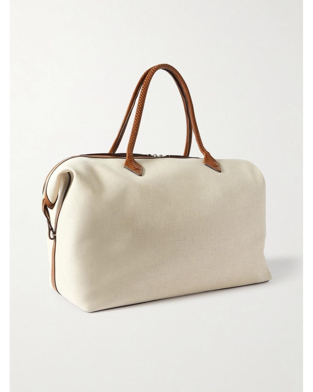 Metier Natural Leather-Trimmed Linen-Canvas Tote
