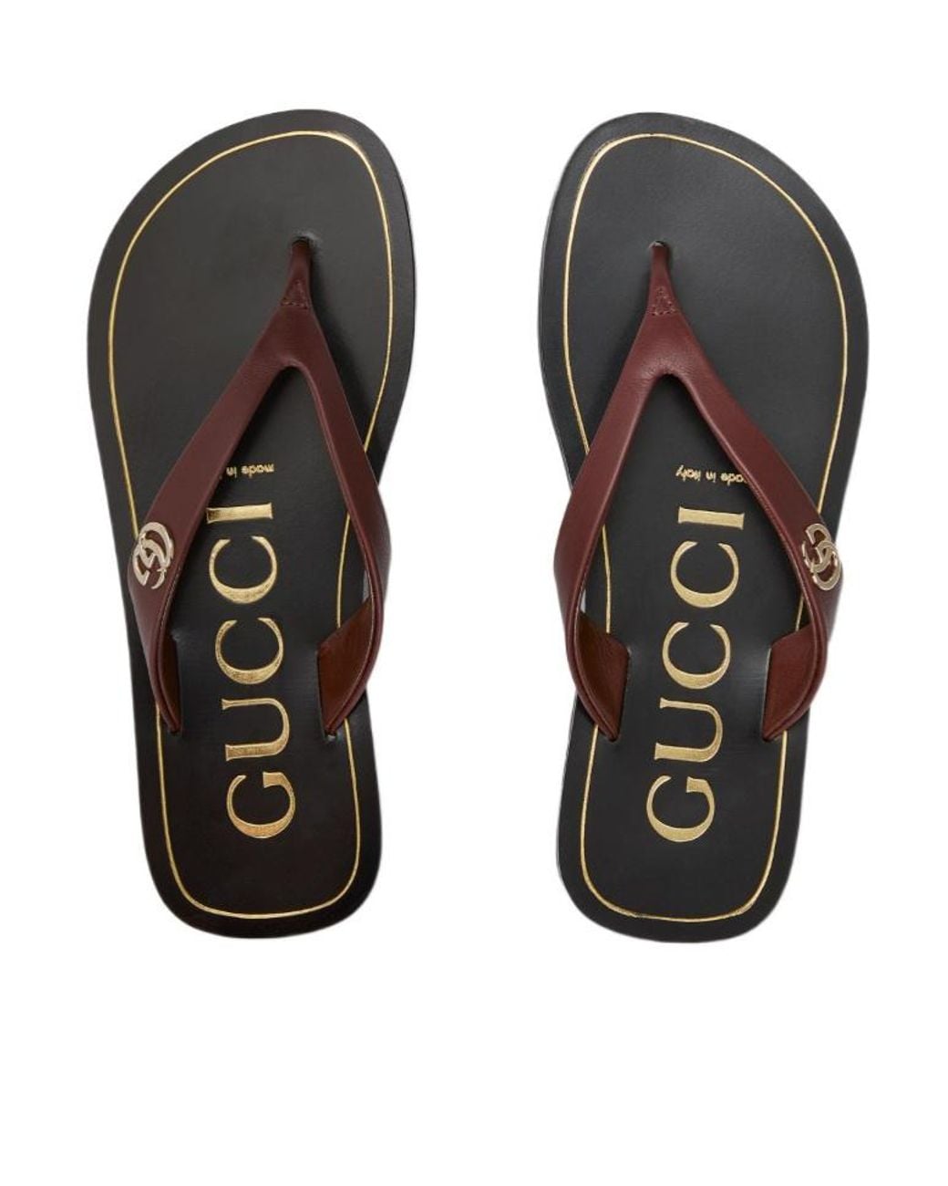 Gucci Brown Thong Sandal With Double G