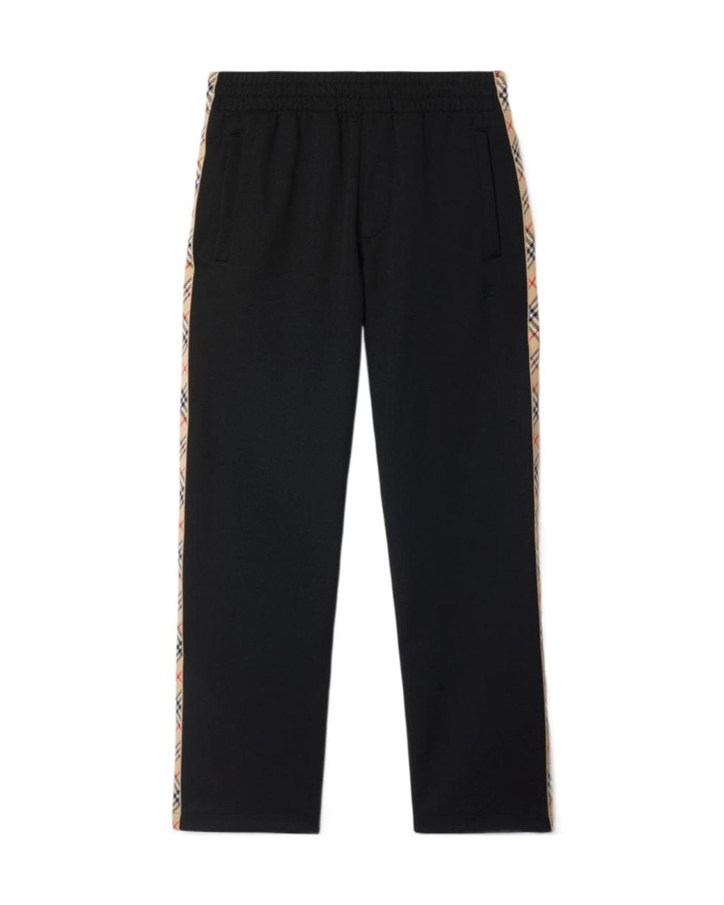 Burberry Black Check Trim Straight-Leg Track Pants for men