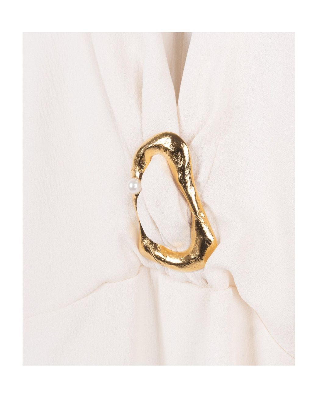 Forte_forte White Hammered-Texture Ring-Drape Top