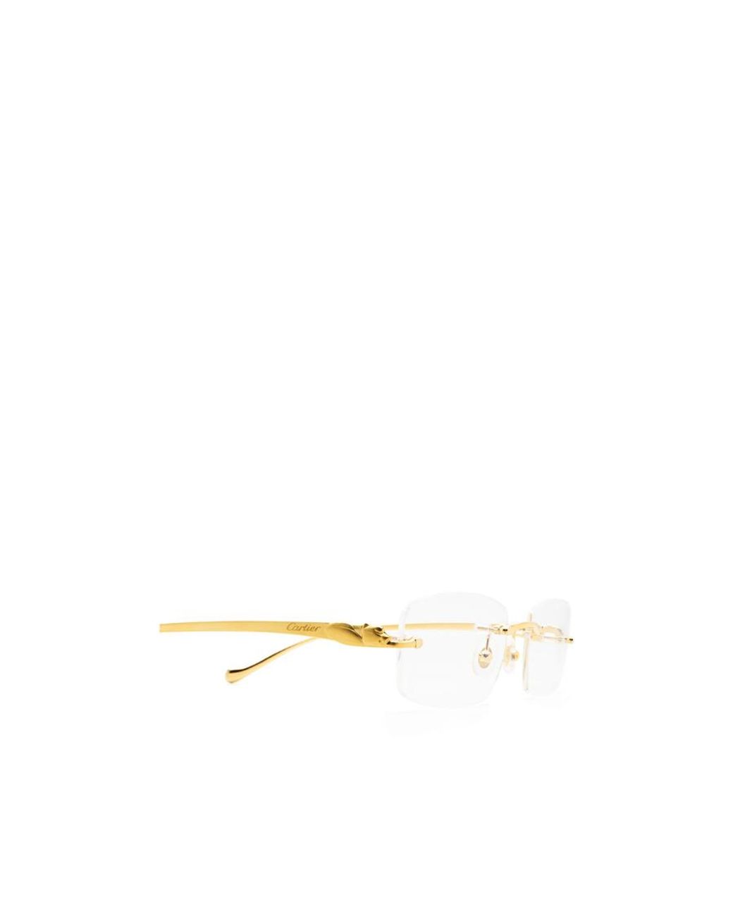 Cartier White Rectangular Rimless Glasses for men