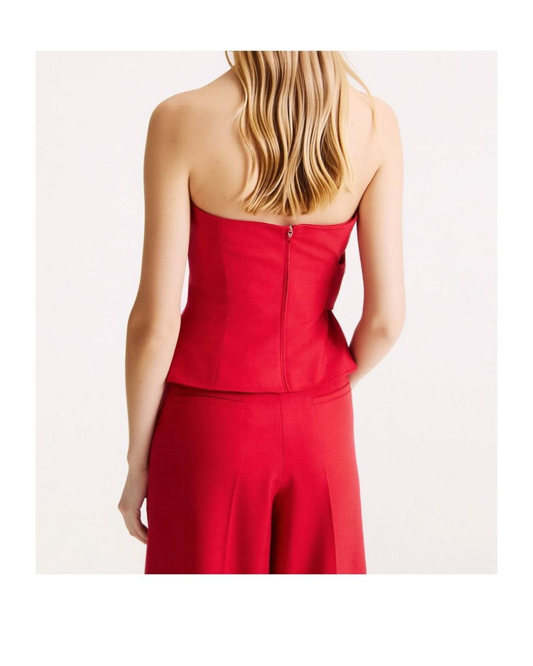 Marella Red Crisscross Pleated Bandeau