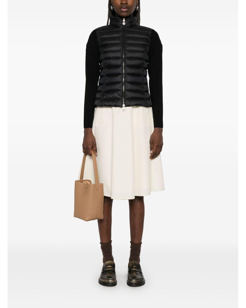 Moncler Black Quilted Zip-Up Cardigan
