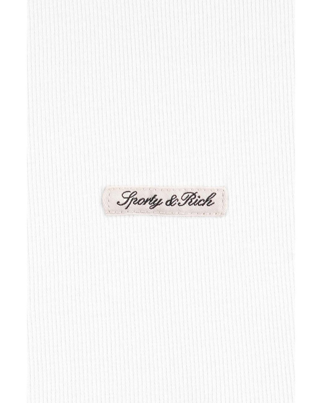 Sporty & Rich White Ribbed-Knit T-Shirt