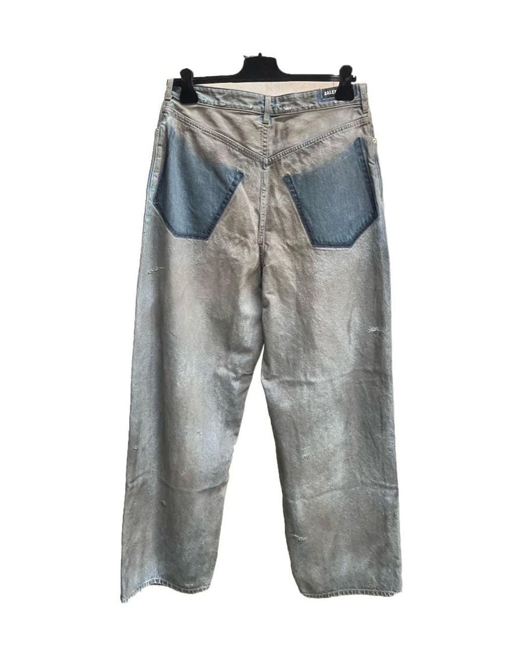 Balenciaga Gray Patched Pockets Baggy Jeans for men