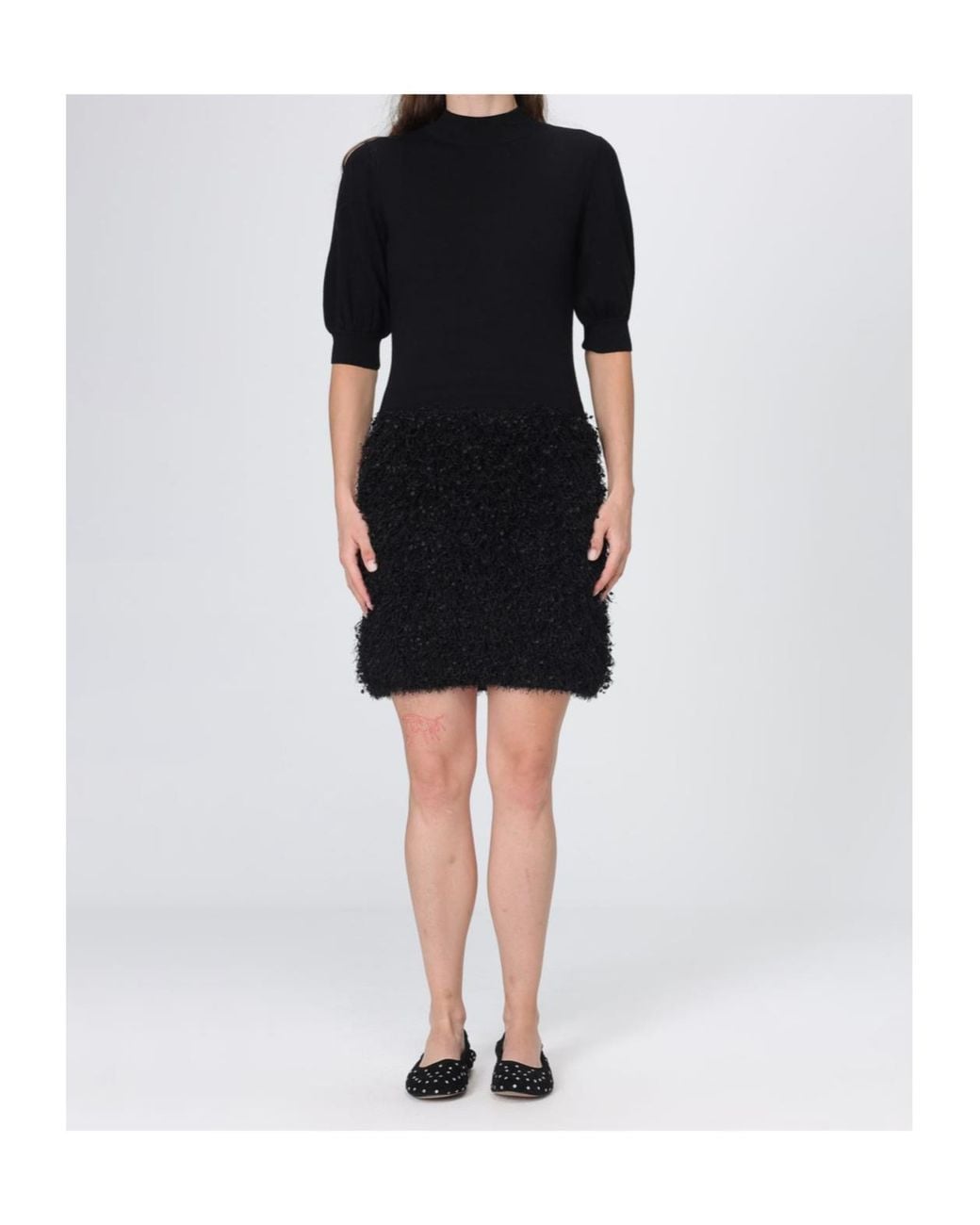 Twinset Black Puff-Sleeve Mini Dress