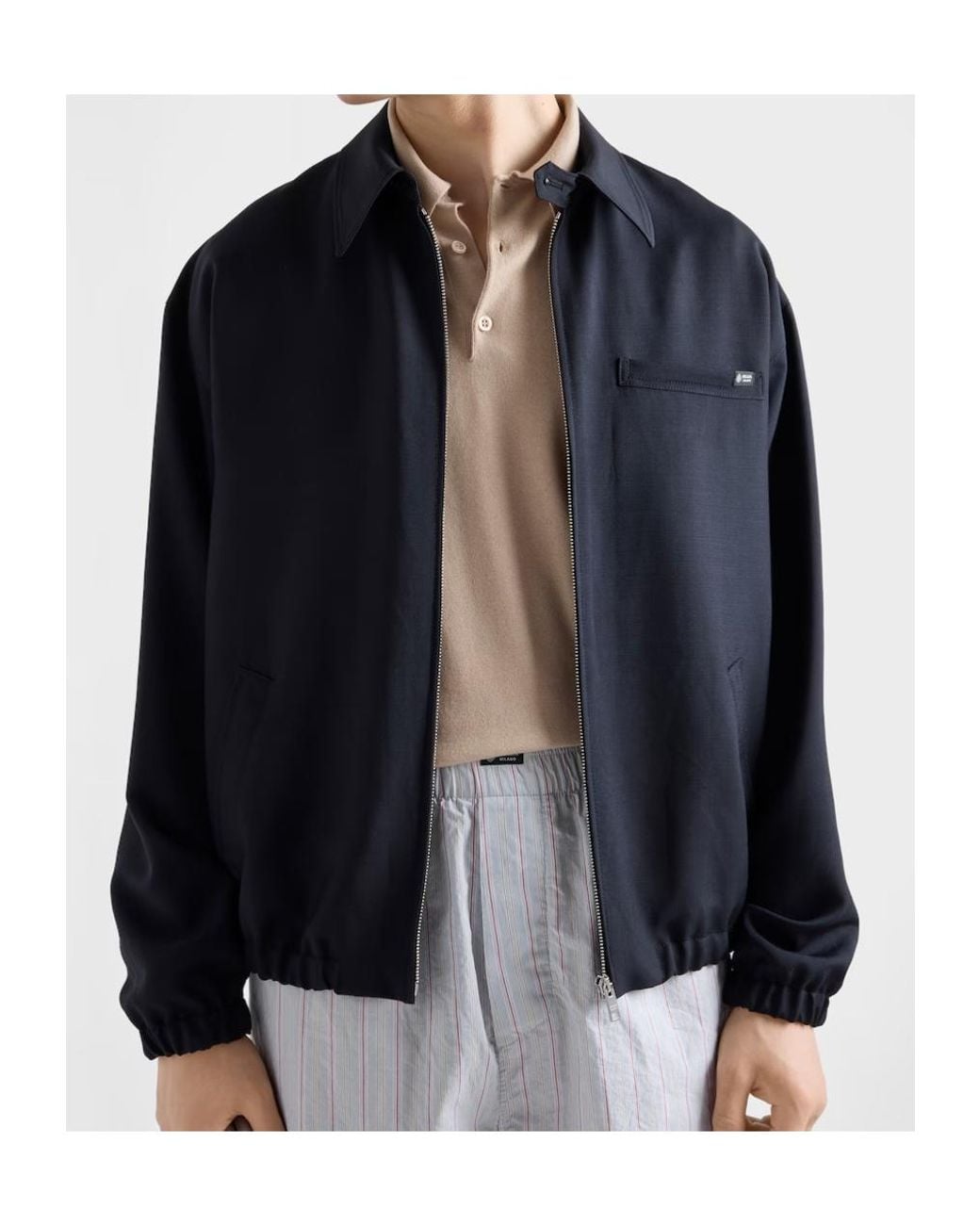 Prada Blue Zip-Up Blouson Jacket for men