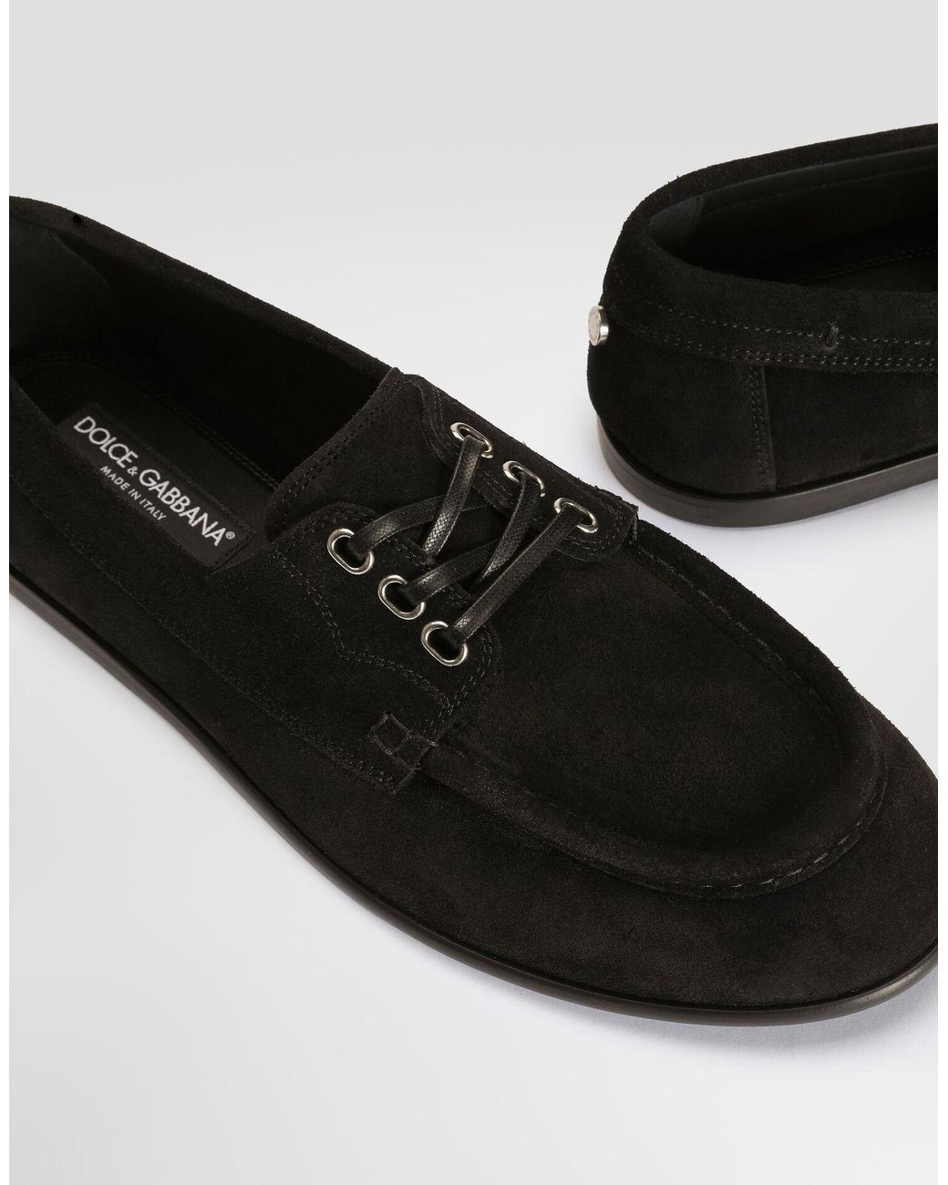 Dolce & Gabbana Black Dolce Gabbana Round Toe Lace-Up Derby Shoes for men
