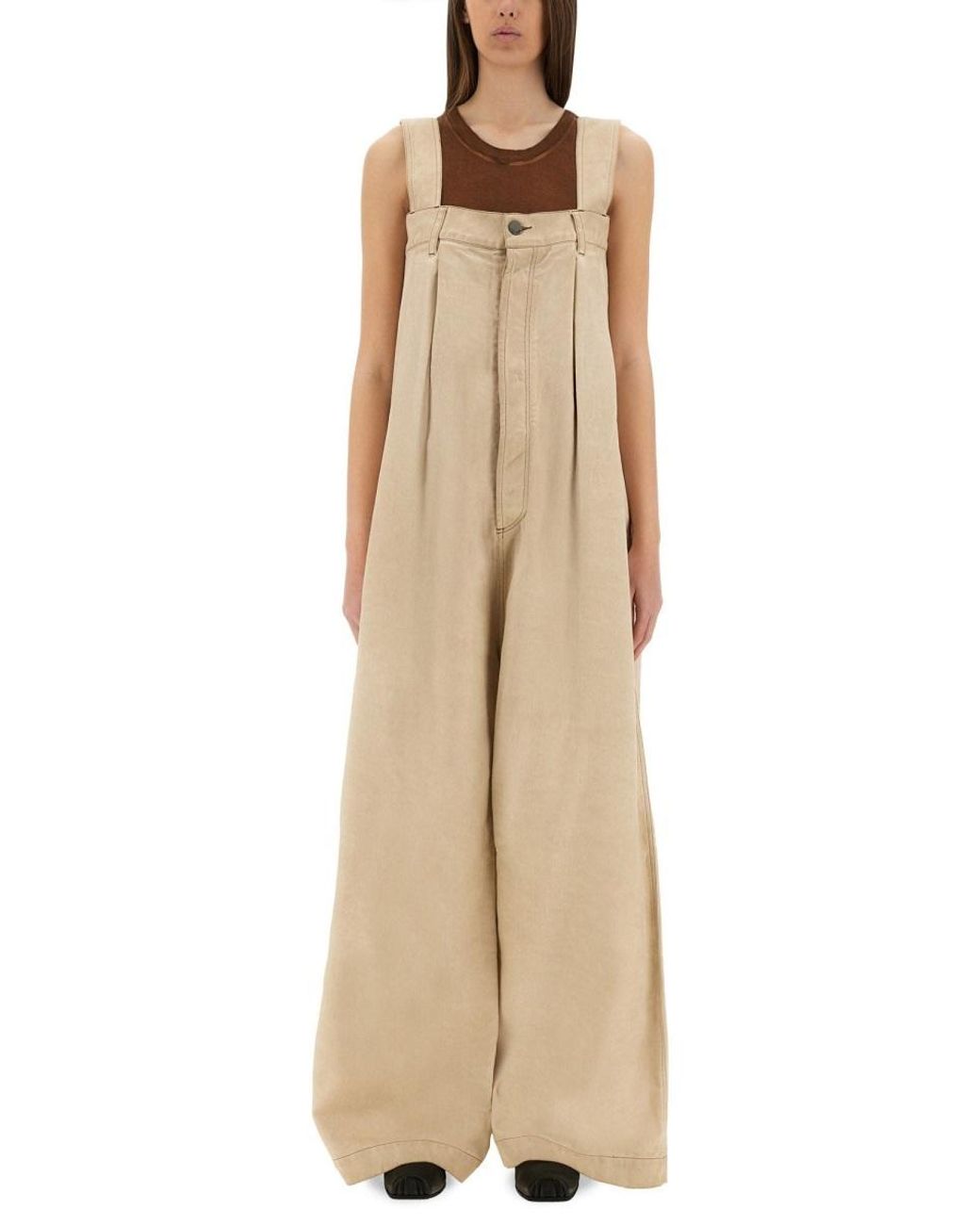 Uma Wang Natural Pleated Overalls