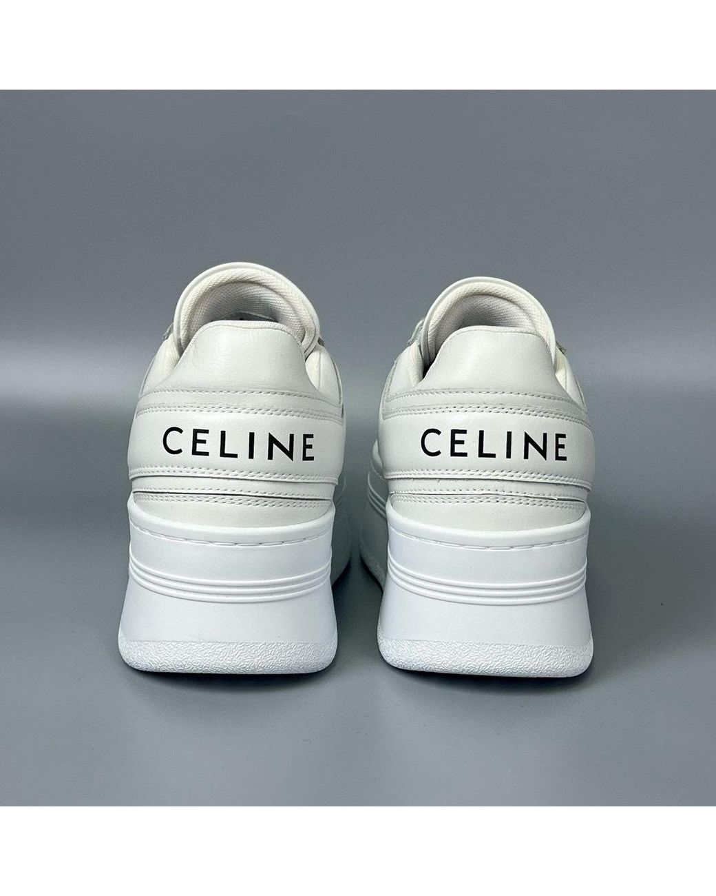 Céline White Block Sneakers With Wedge Outsole