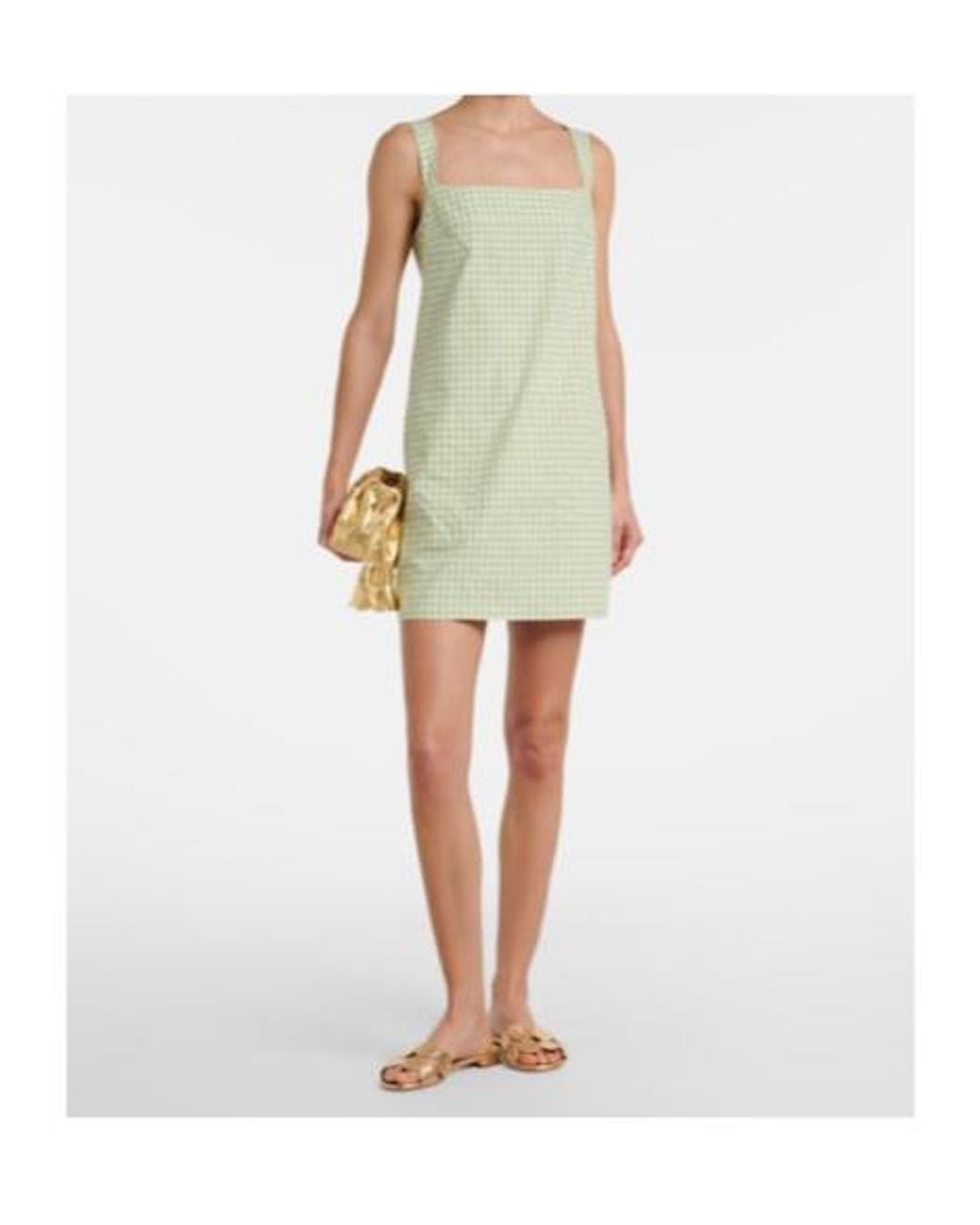 Jonathan Simkhai Green Sloan Gingham Cotton-Blend Minidress