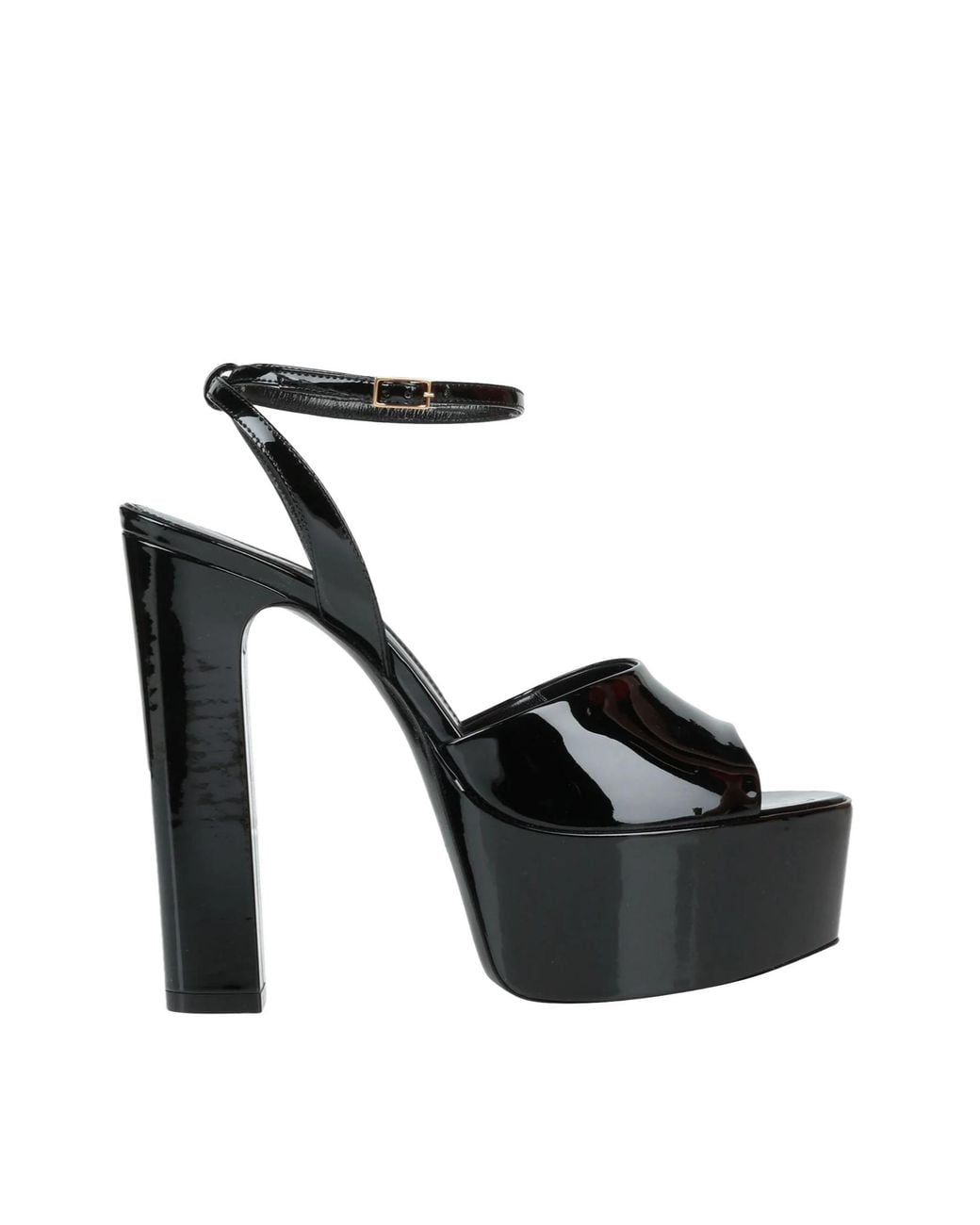 Saint Laurent Black Minimalist Patent Leather Slingback Sandals