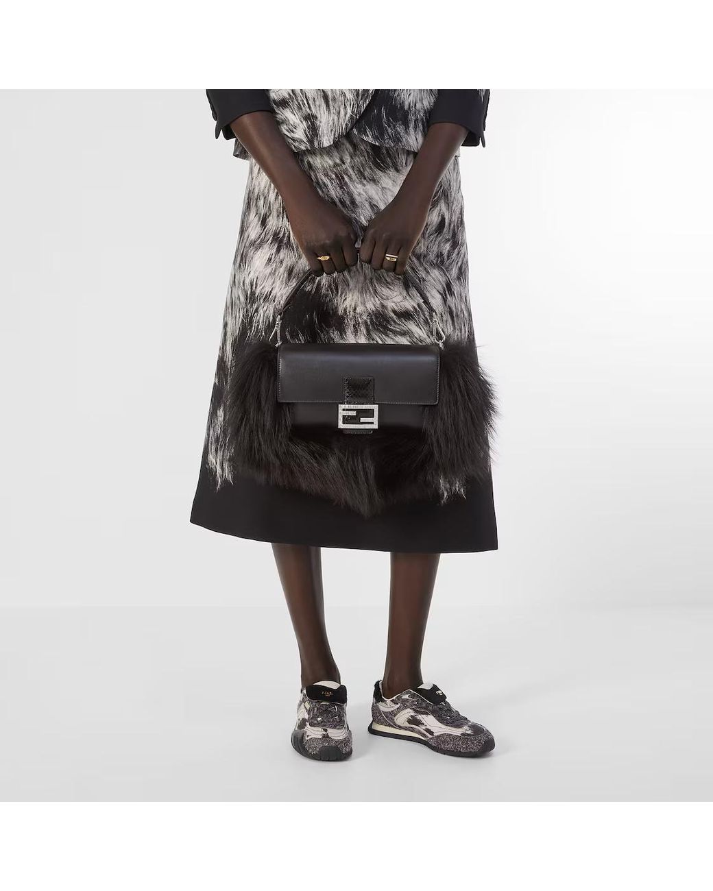 Fendi Brown Printed Low Top Sneakers