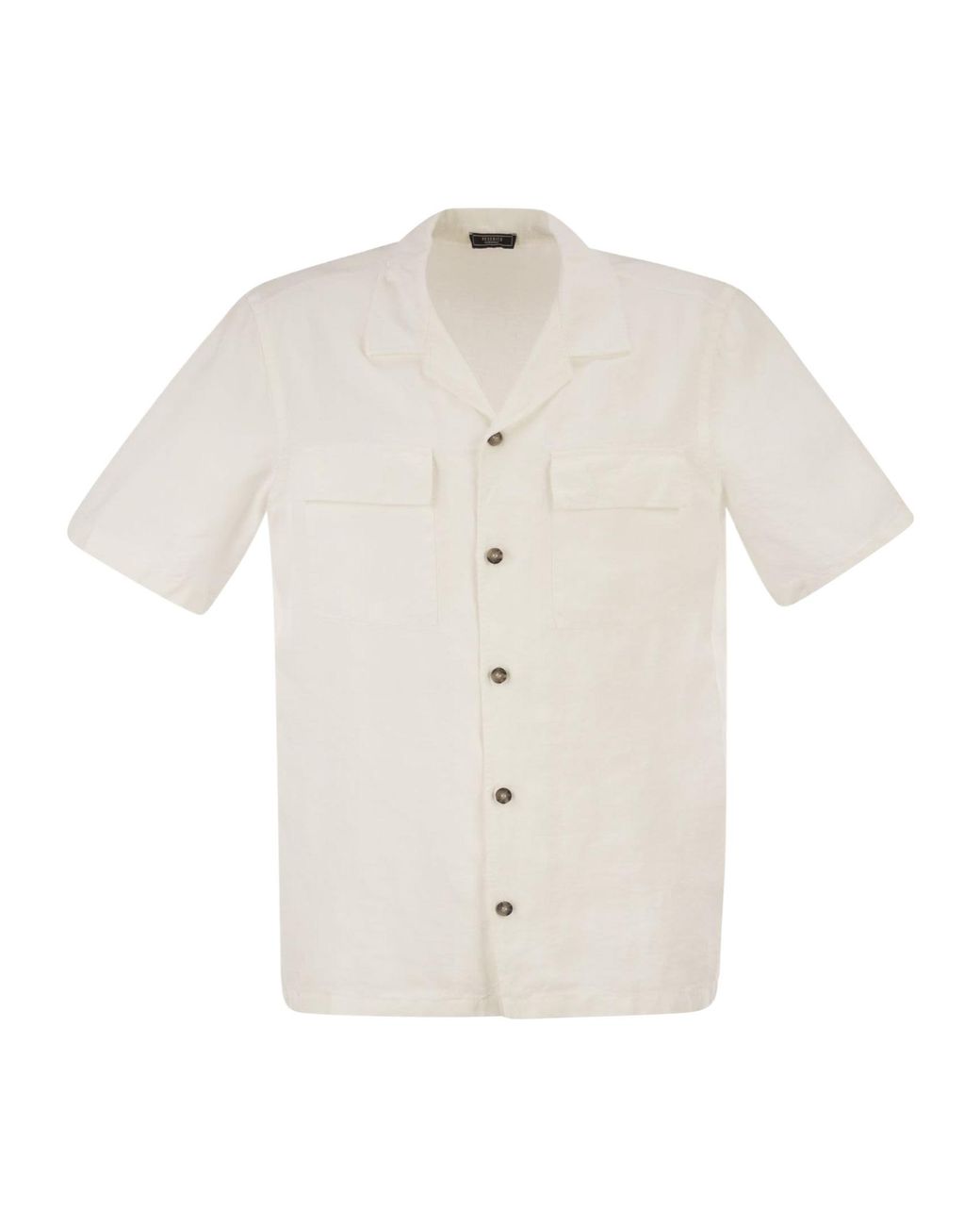 Peserico White Short-Sleeve Bowling Shirt for men