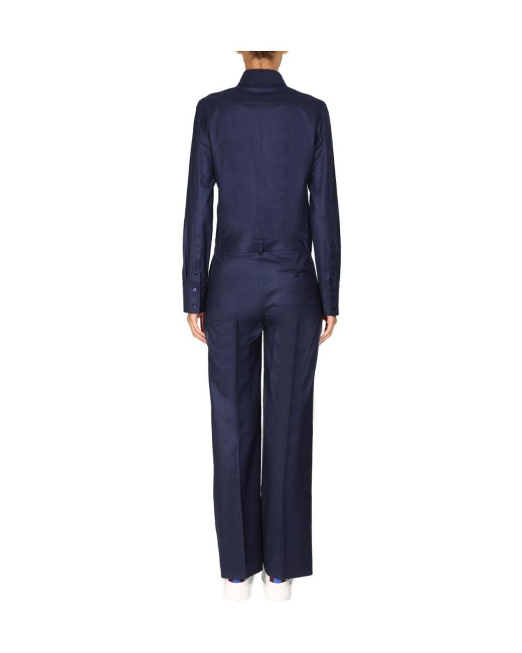 Stella McCartney Blue Button-Up Shirt Jumpsuit