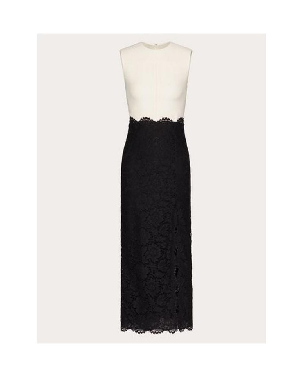 Valentino White Lace-Panelled Midi Dress