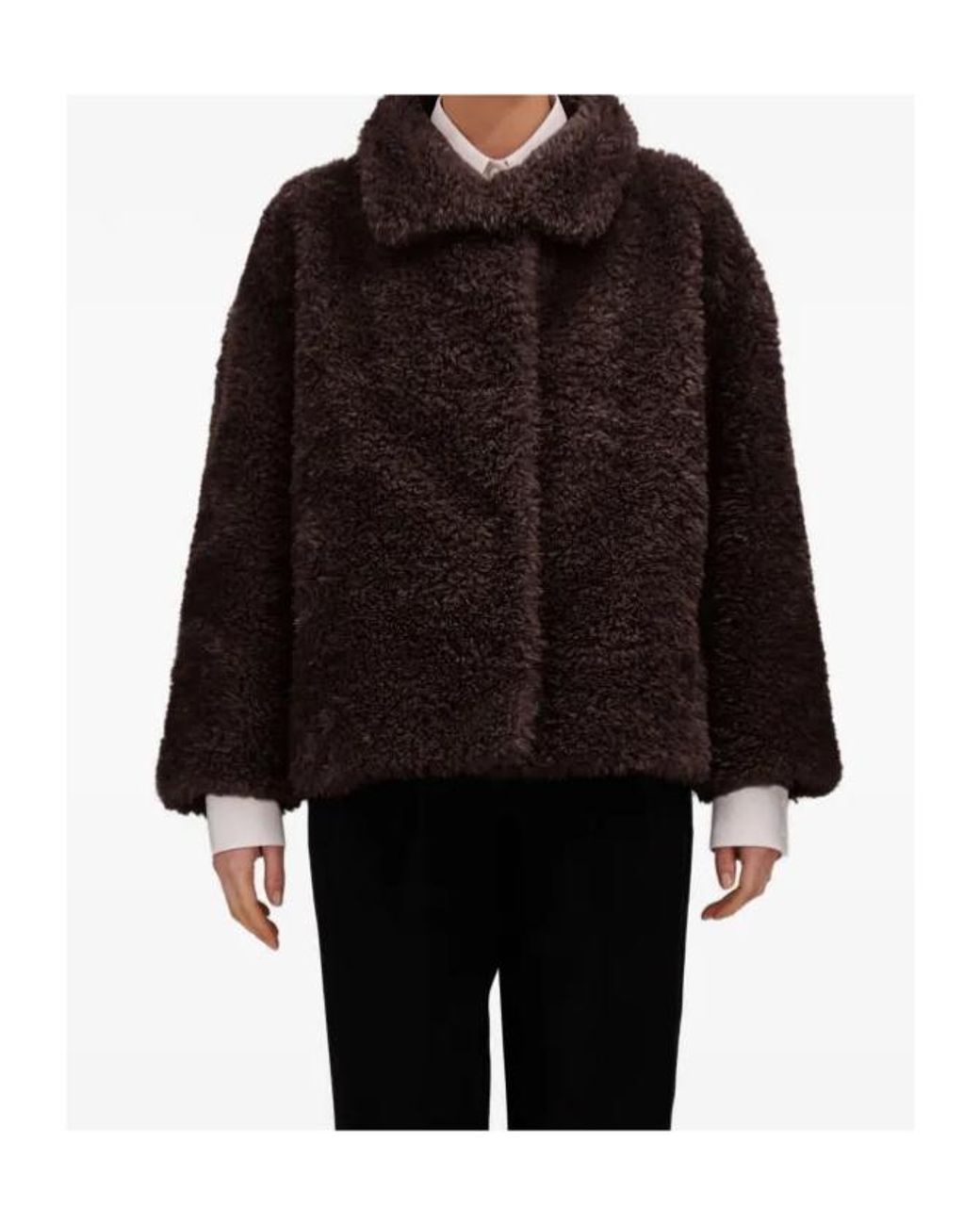 Herno Brown Faux Fur High Neck Coat