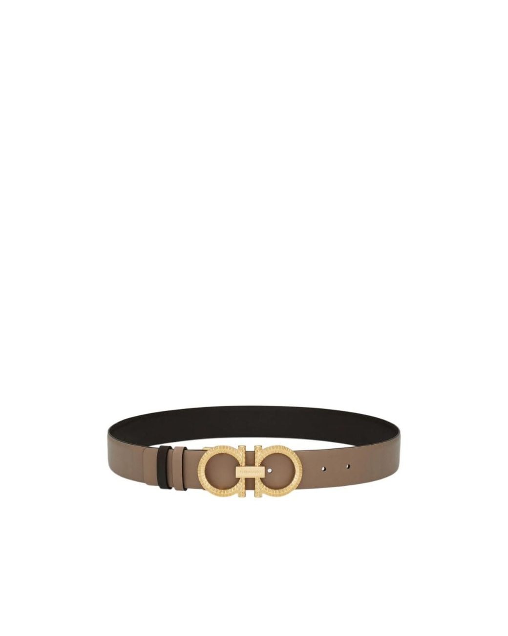 Ferragamo White Knurled Gancini Reversible And Adjustable Belt