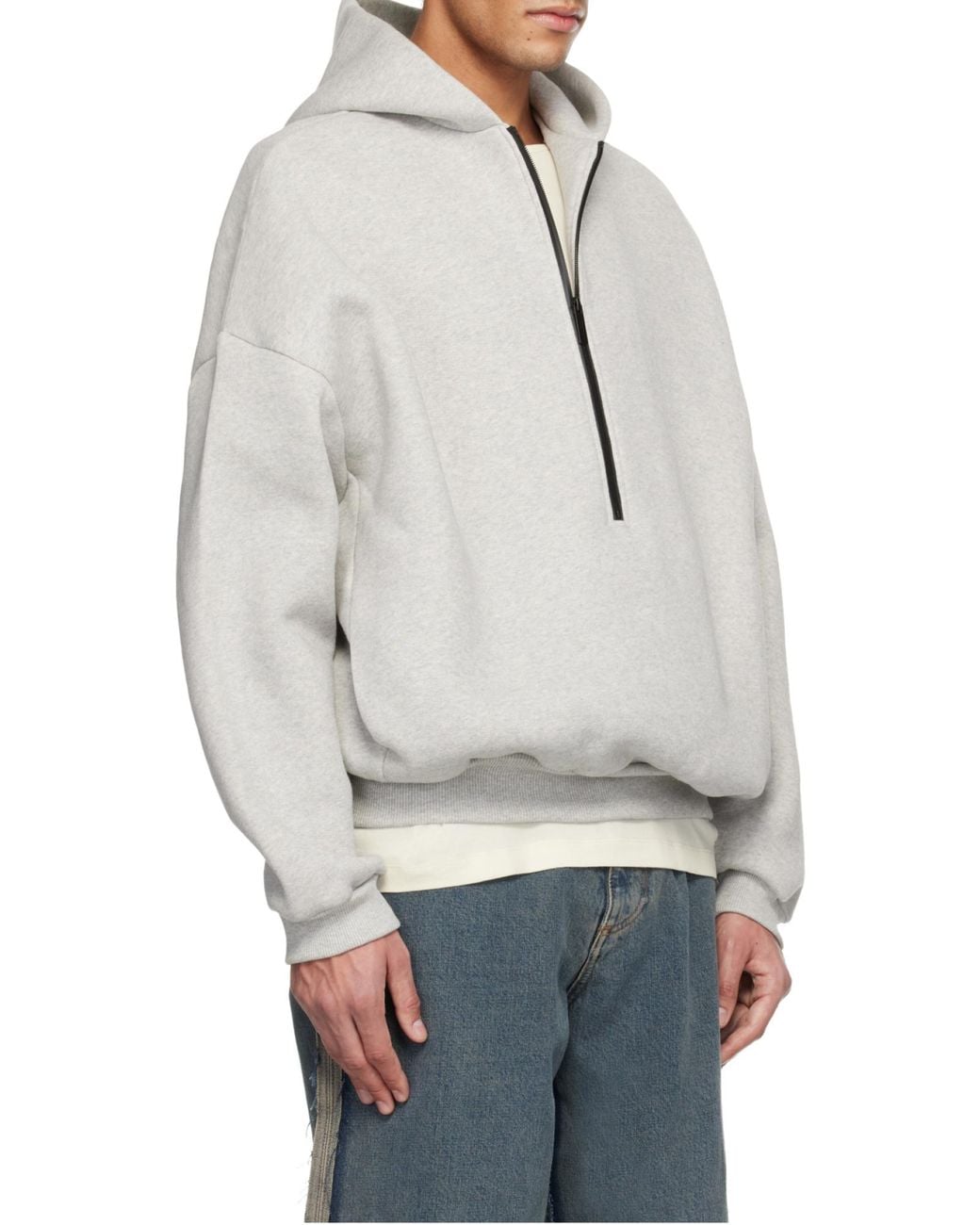 Fear Of God Gray Athletic Half Zip Hoodie for men