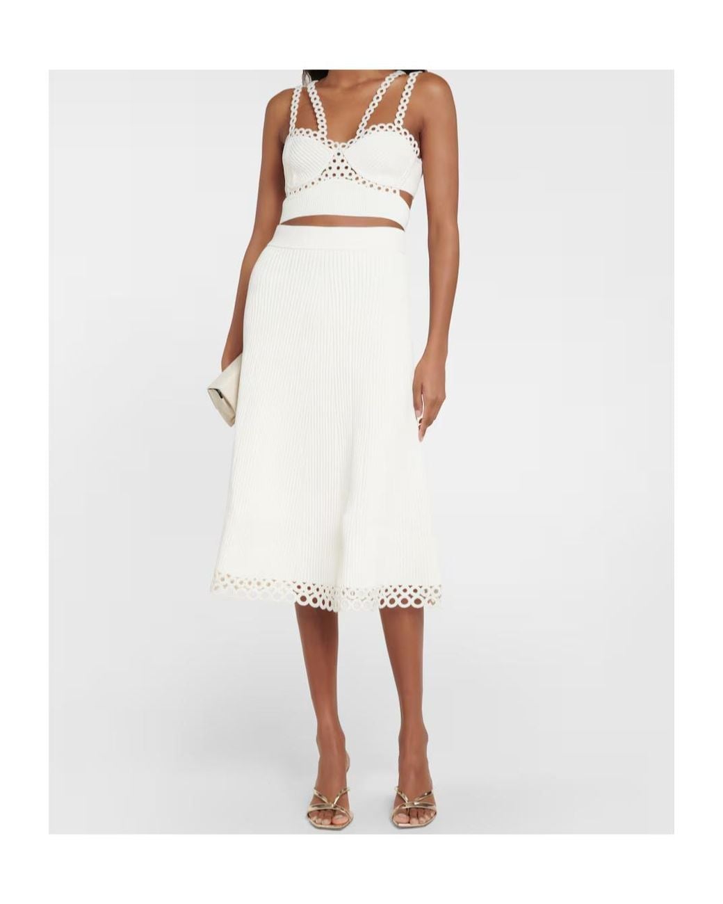 Jonathan Simkhai White Ribbed Openwork Top