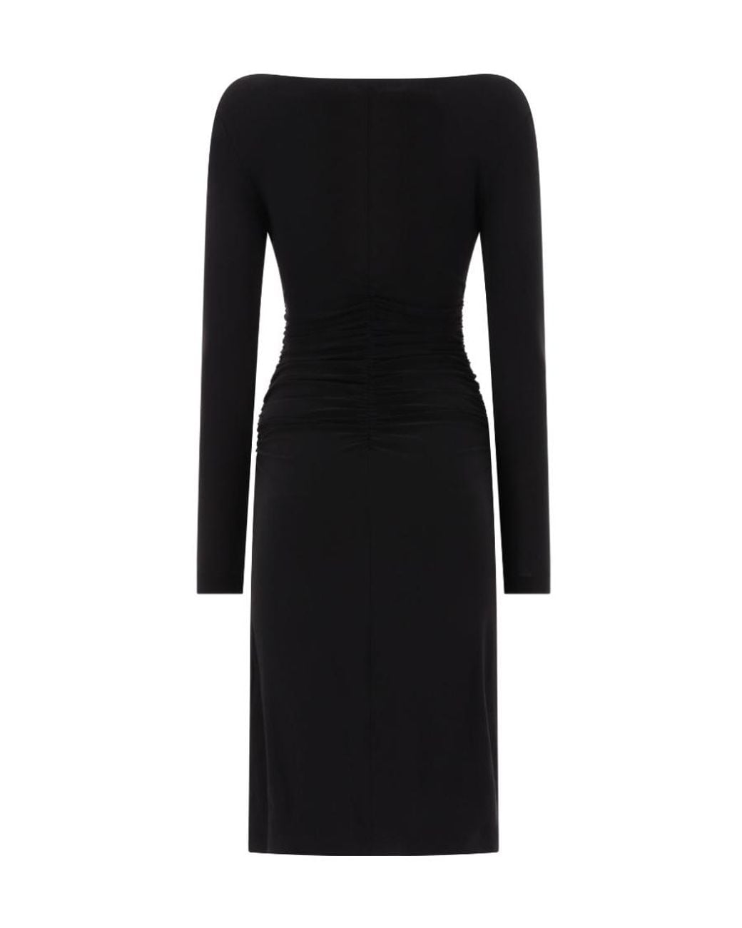 Norma Kamali Black Long Sleeved Boat-Neck Dress
