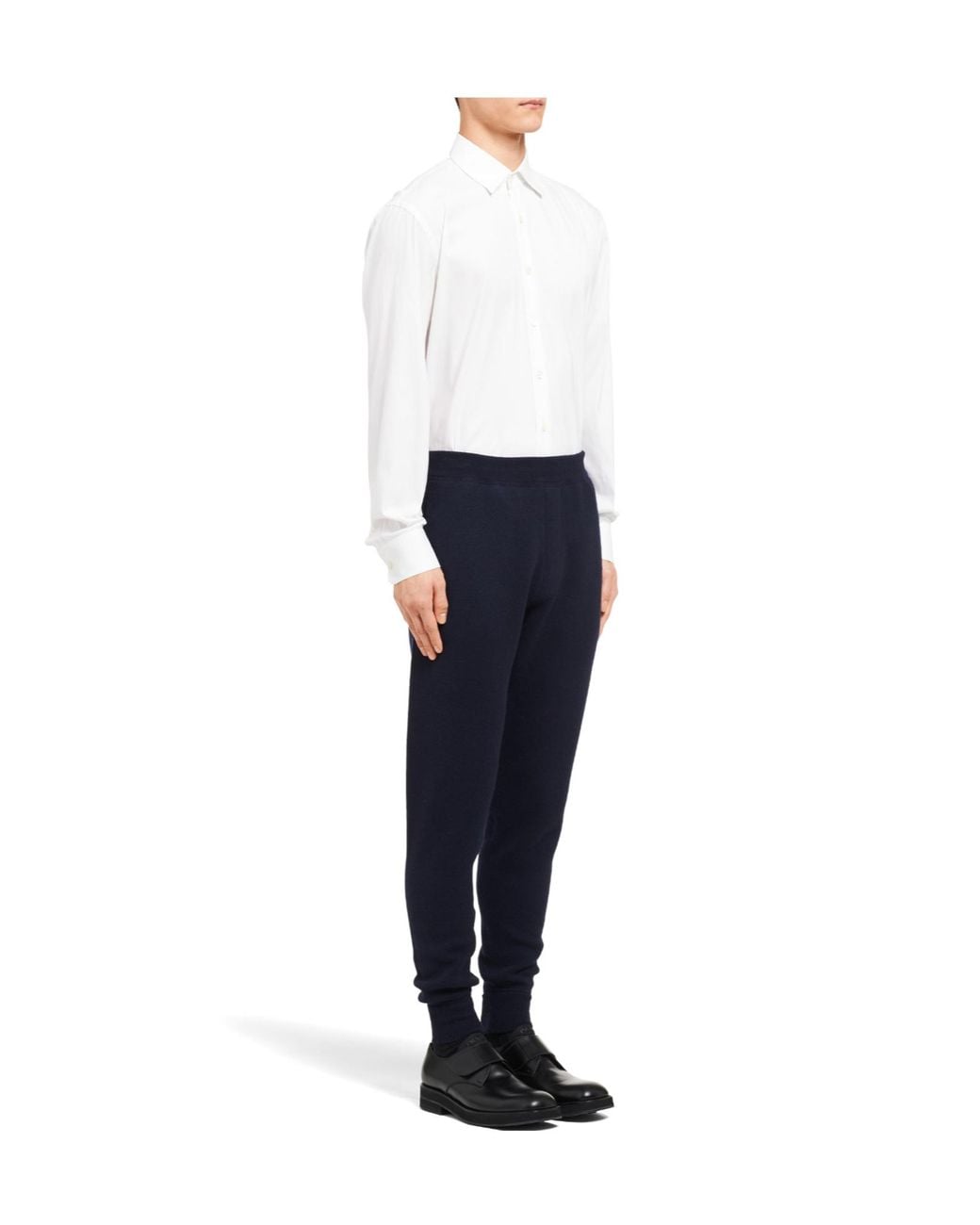 Prada Blue Logo Patch Knitted Track Pants for men