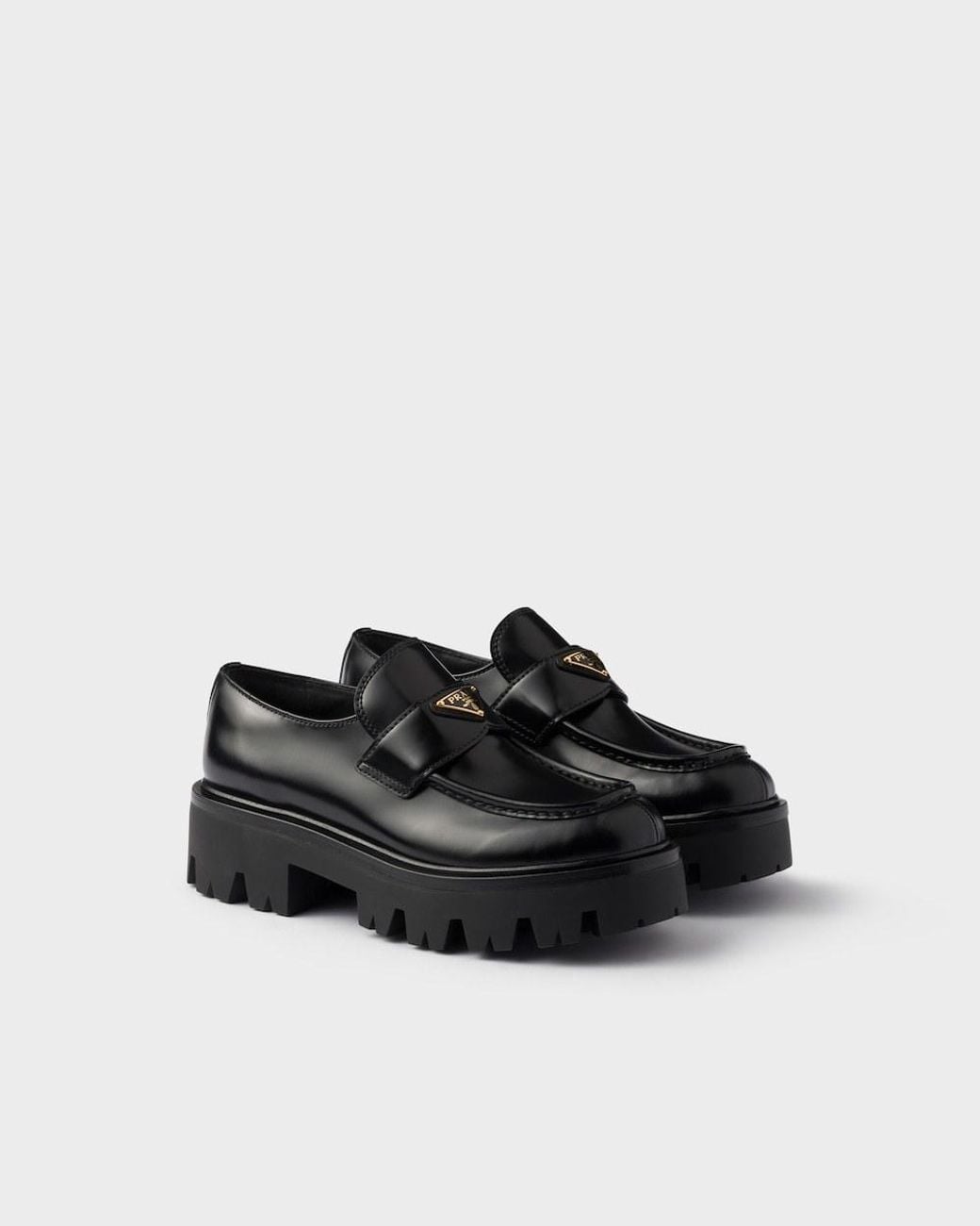 Prada Black Logo Plaque Slip-On Loafers