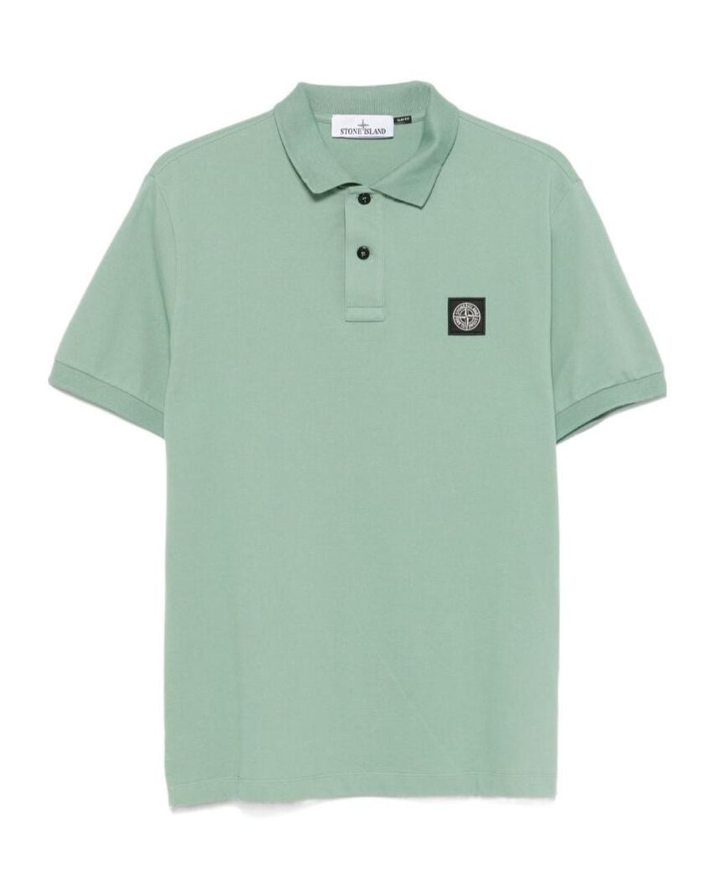 Stone Island Green Logo Patch Short-Sleeved Polo Shirt for men