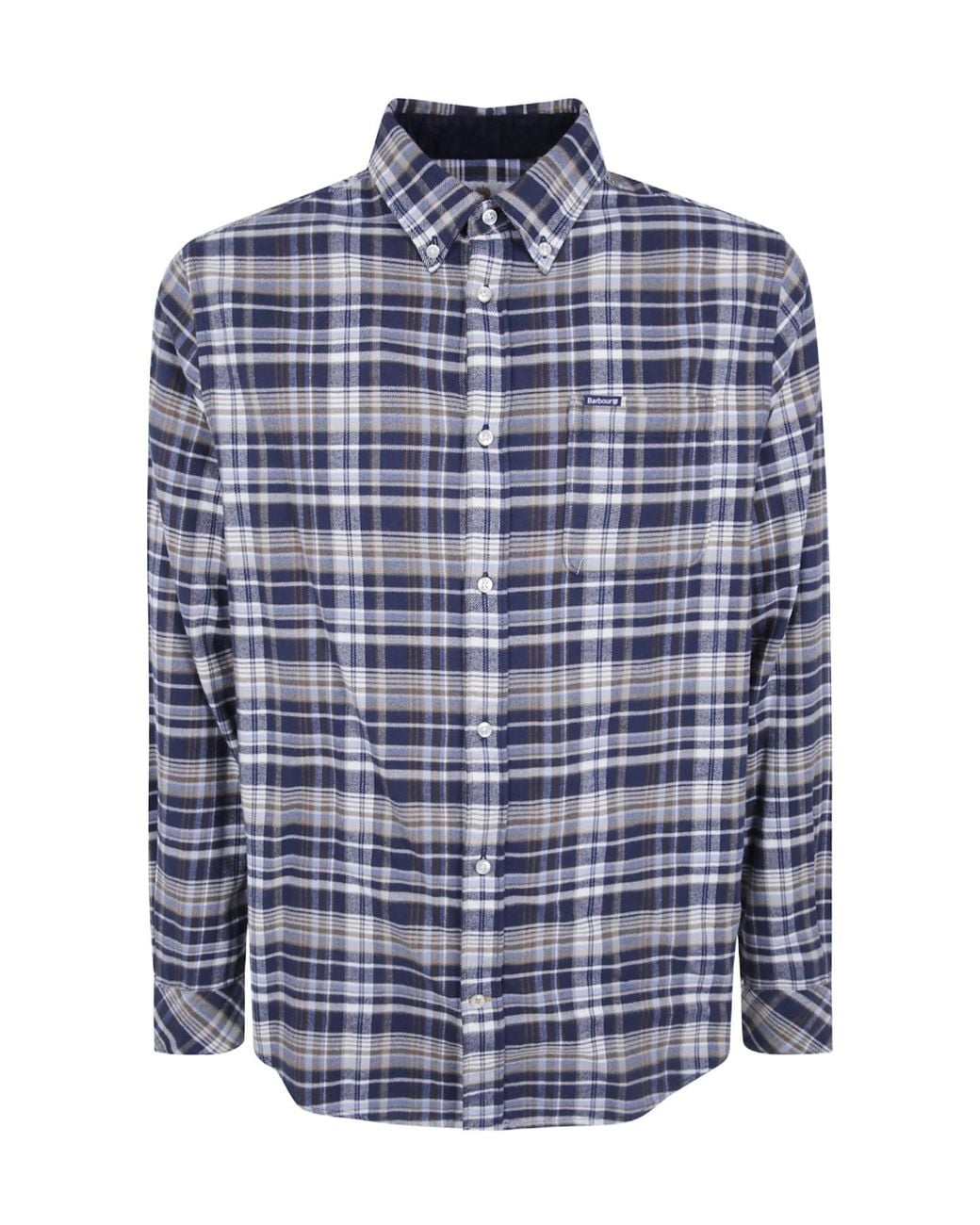 Barbour Blue Check-Pattern Button-Down Shirt for men