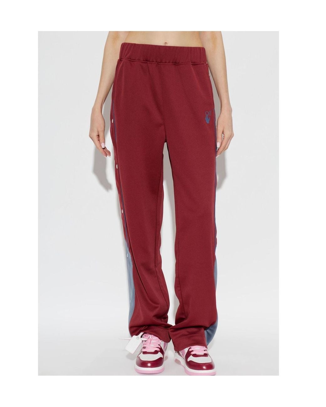 Off-White c/o Virgil Abloh Red Logo Printed Straight Leg Pants