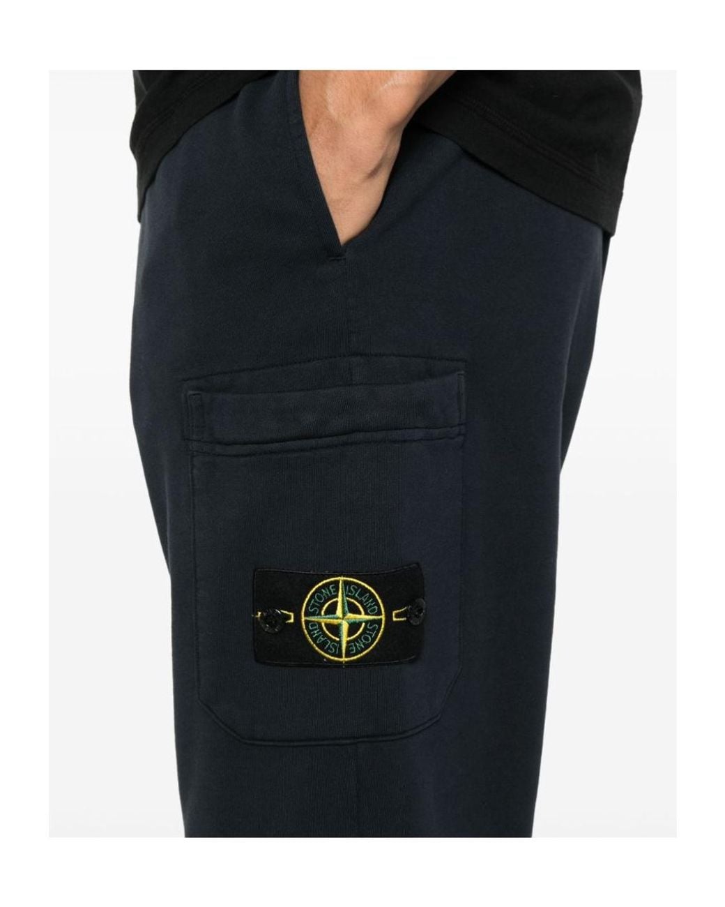 Stone Island Blue Compass Patch Drawstring Trousers for men