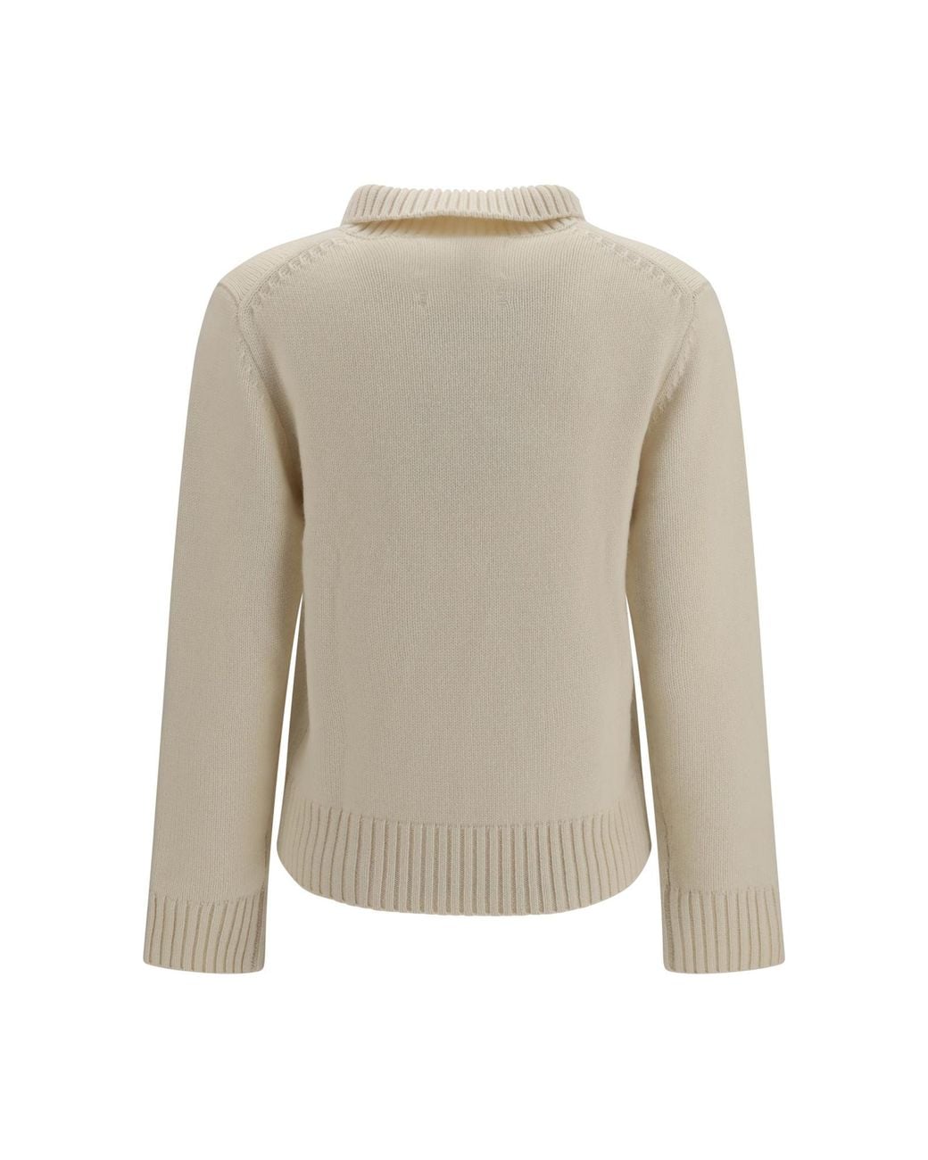 Extreme Cashmere White Jo Ribbed Polo Knitted Sweater