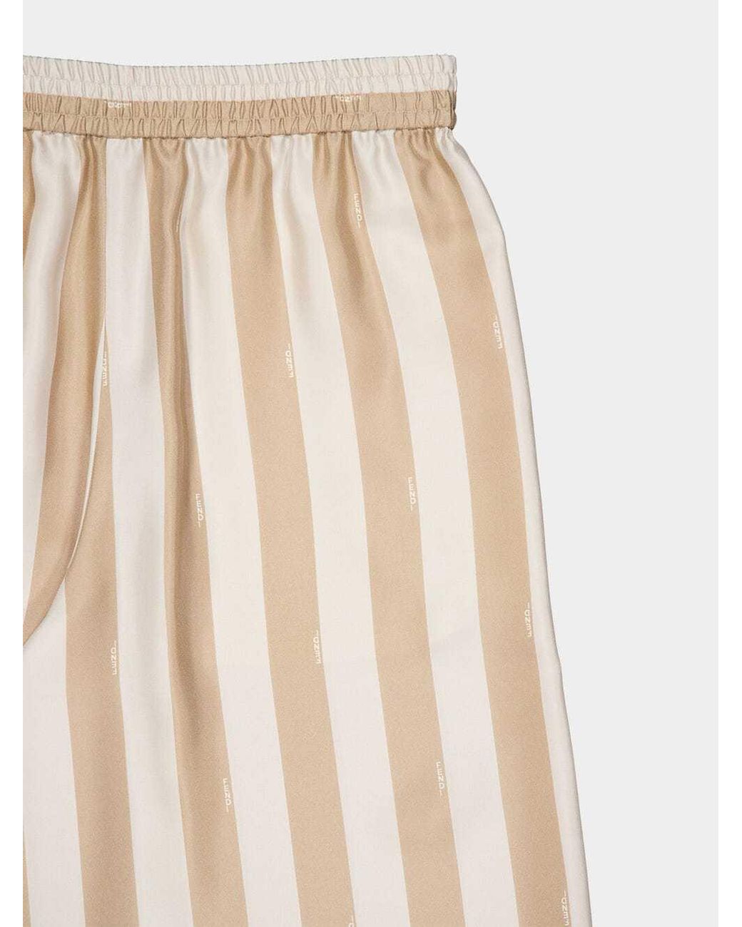 Fendi Natural Striped Wide-Leg Pants