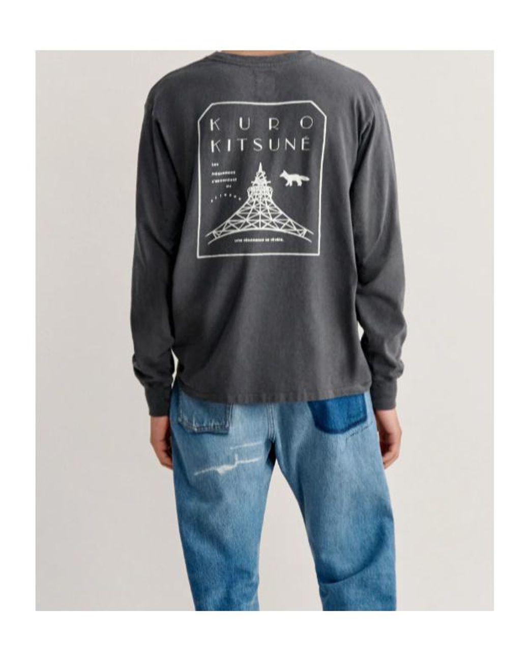 Maison Kitsuné Gray X Kuro Faded Long Sleeve Tee for men