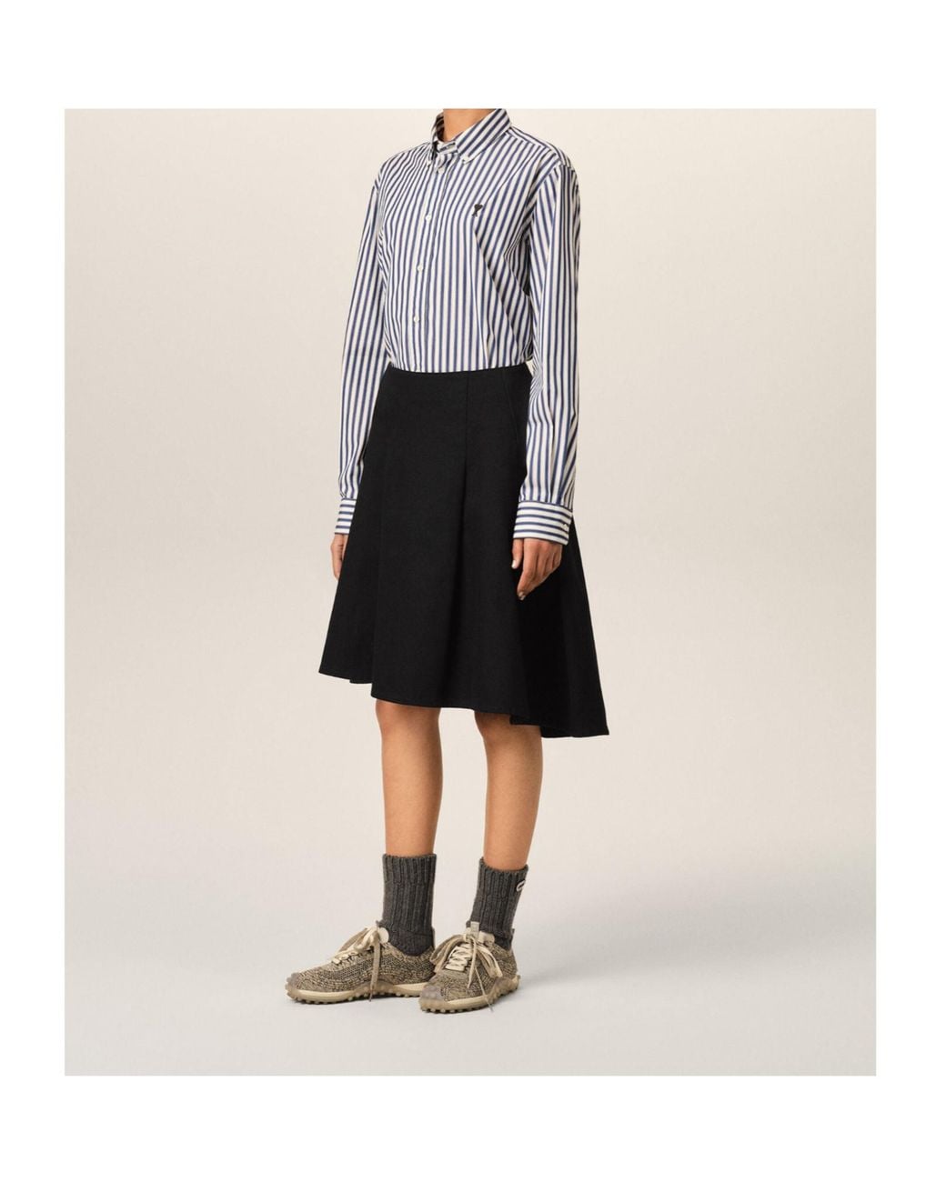 AMI Black Ami High-Low Flared Skirt
