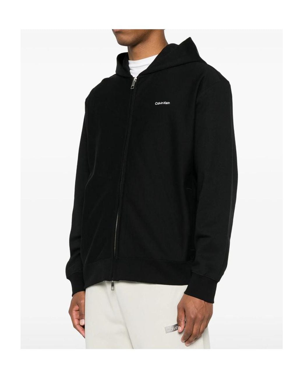 Calvin Klein Black Zip-Up Logo Hoodie for men