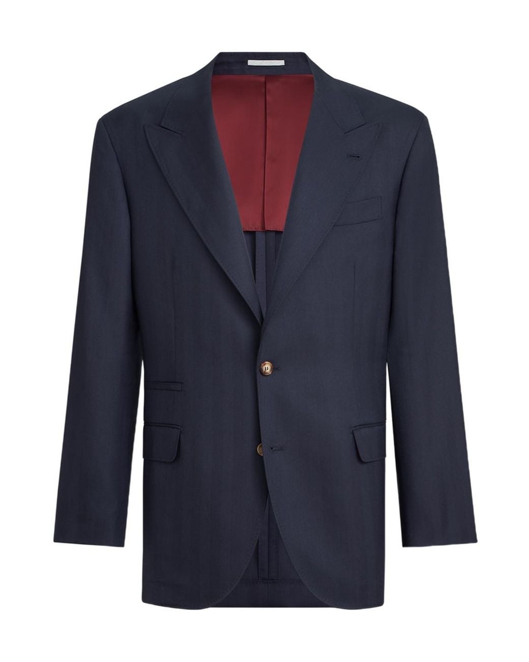 Brunello Cucinelli Blue Virgin Wool Chevron Tailor Blazer With Peak Lapels for men