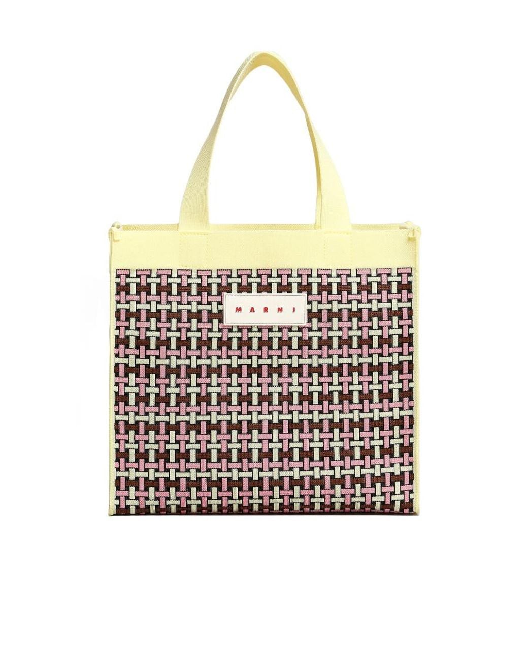 Marni White Light And Jacquard Shopping Bag