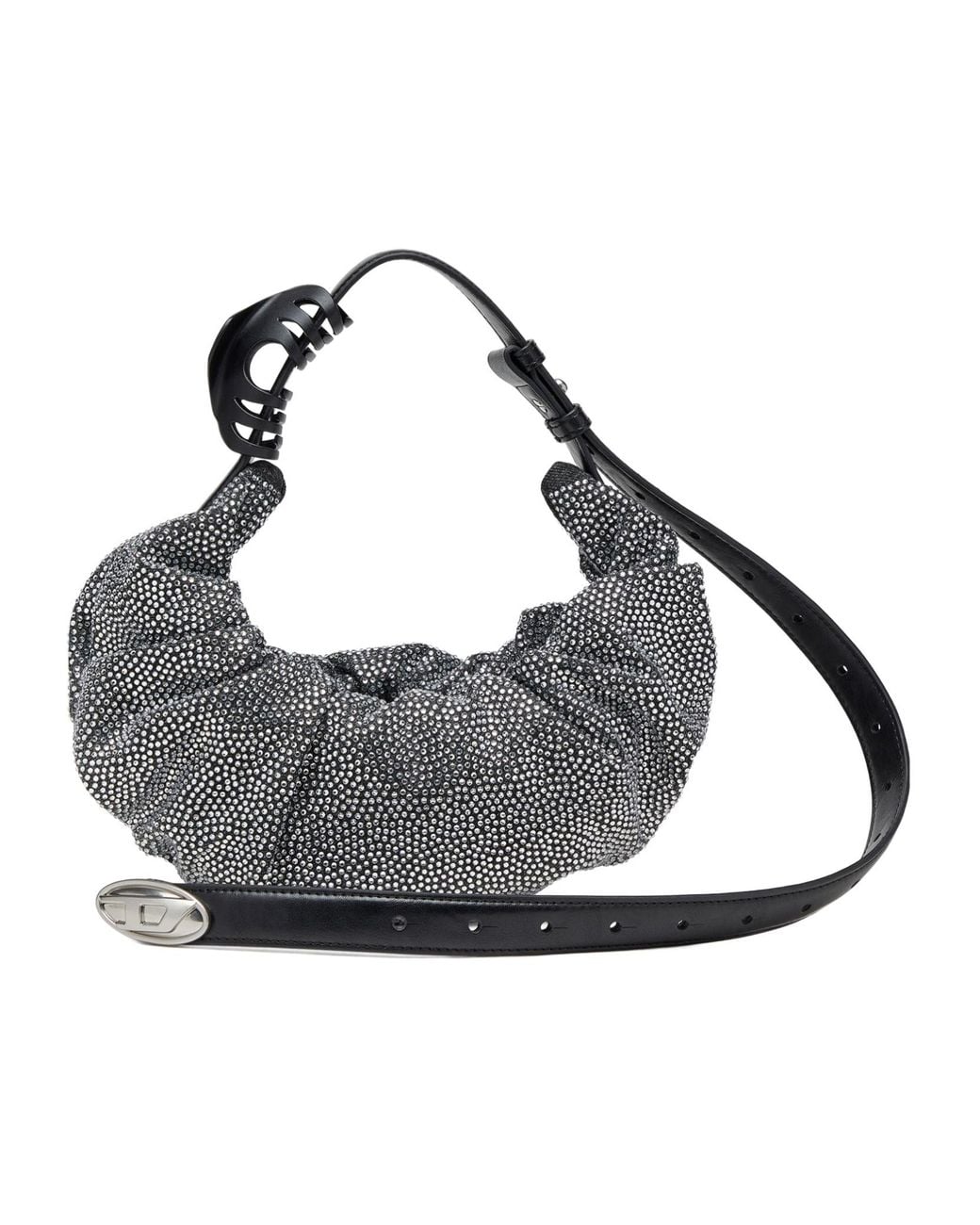 DIESEL Gray Grab-D S-Small Scrunched Hobo Bag