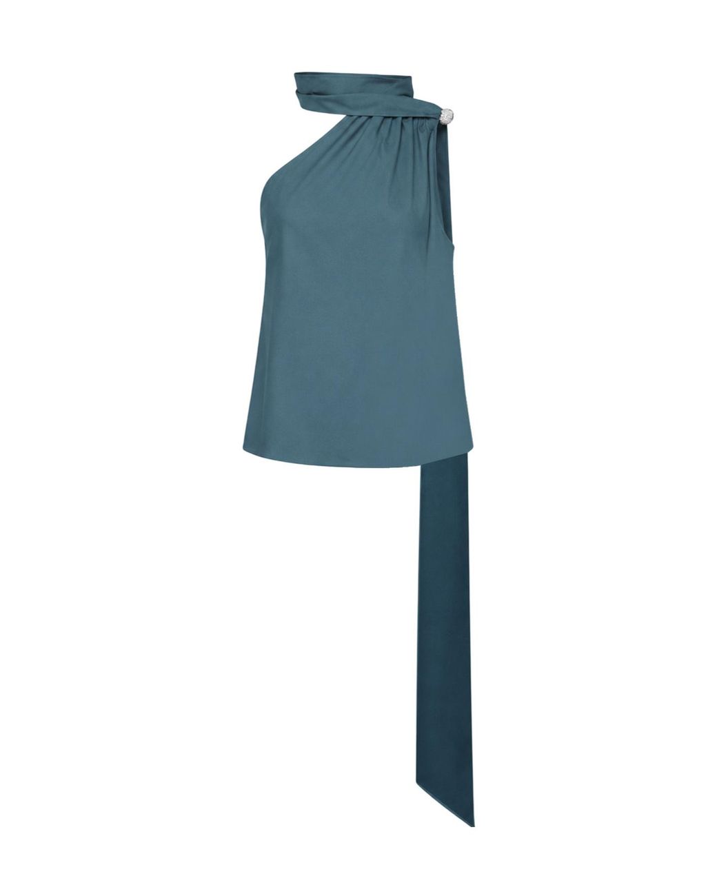 GIUSEPPE DI MORABITO Blue Draped One-Shoulder Top