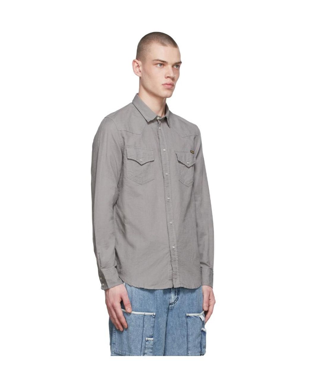 DIESEL Gray Western Long-Sleeve Shirt for men